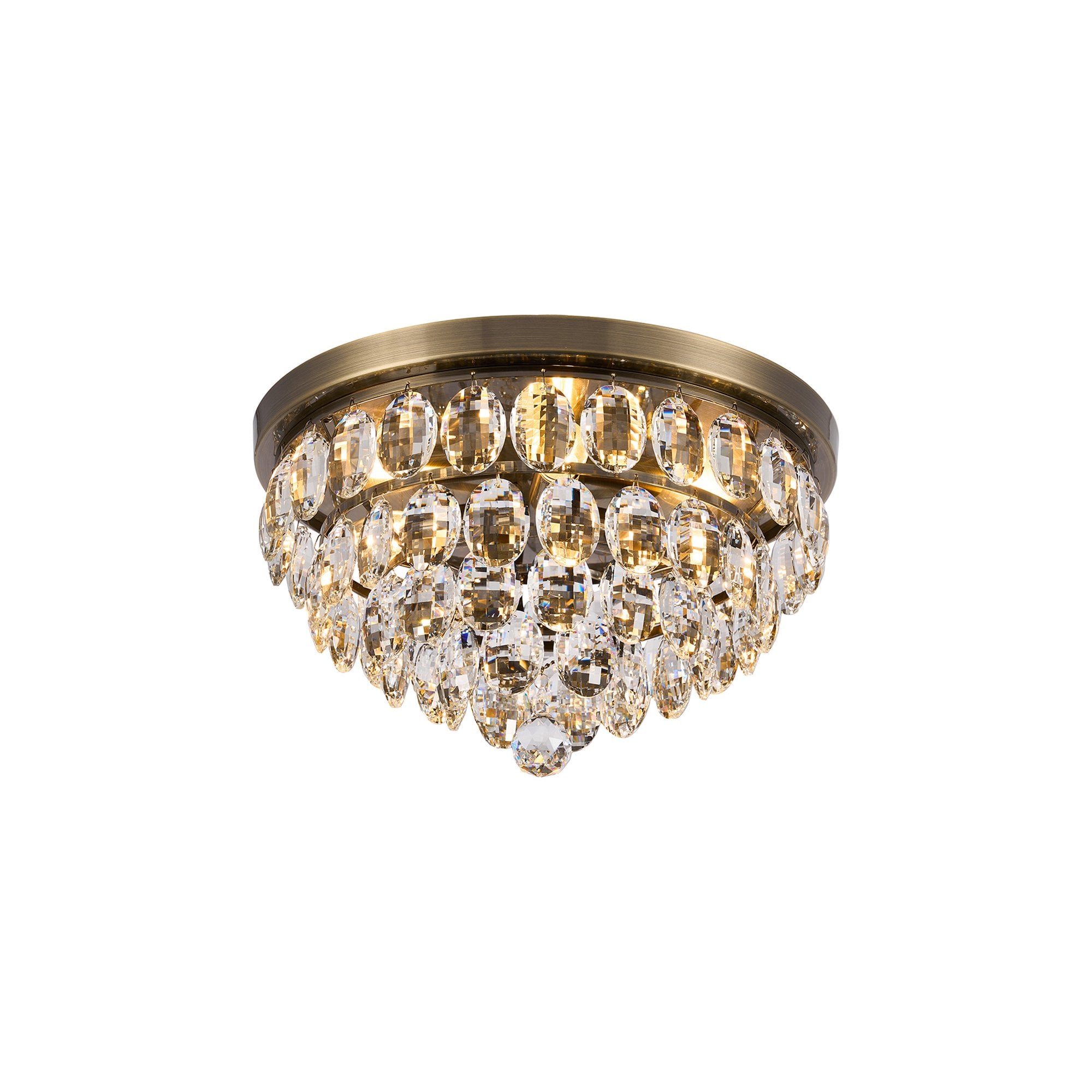 IL32816AB Coniston Flush Ceiling 3 Light E14 Antique Brass/Crystal