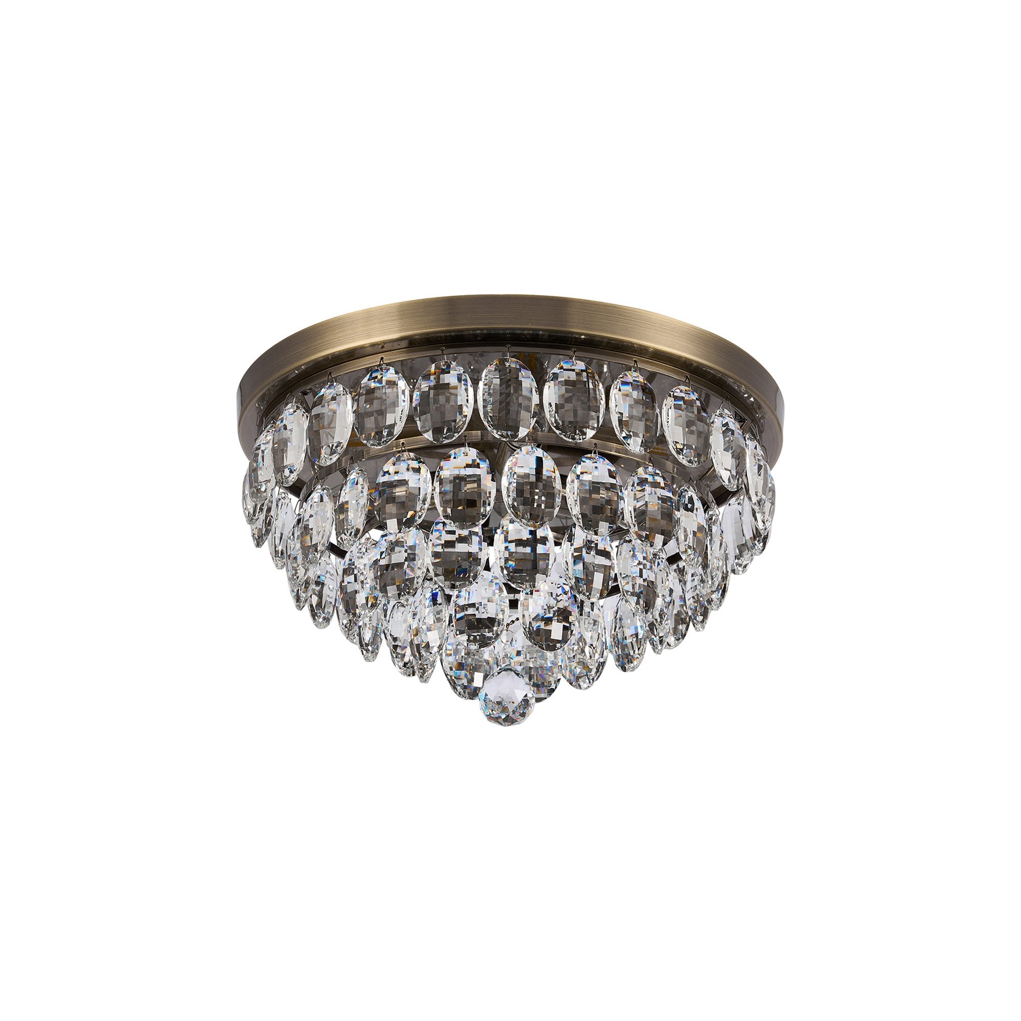 IL32816AB Coniston Flush Ceiling 3 Light E14 Antique Brass/Crystal