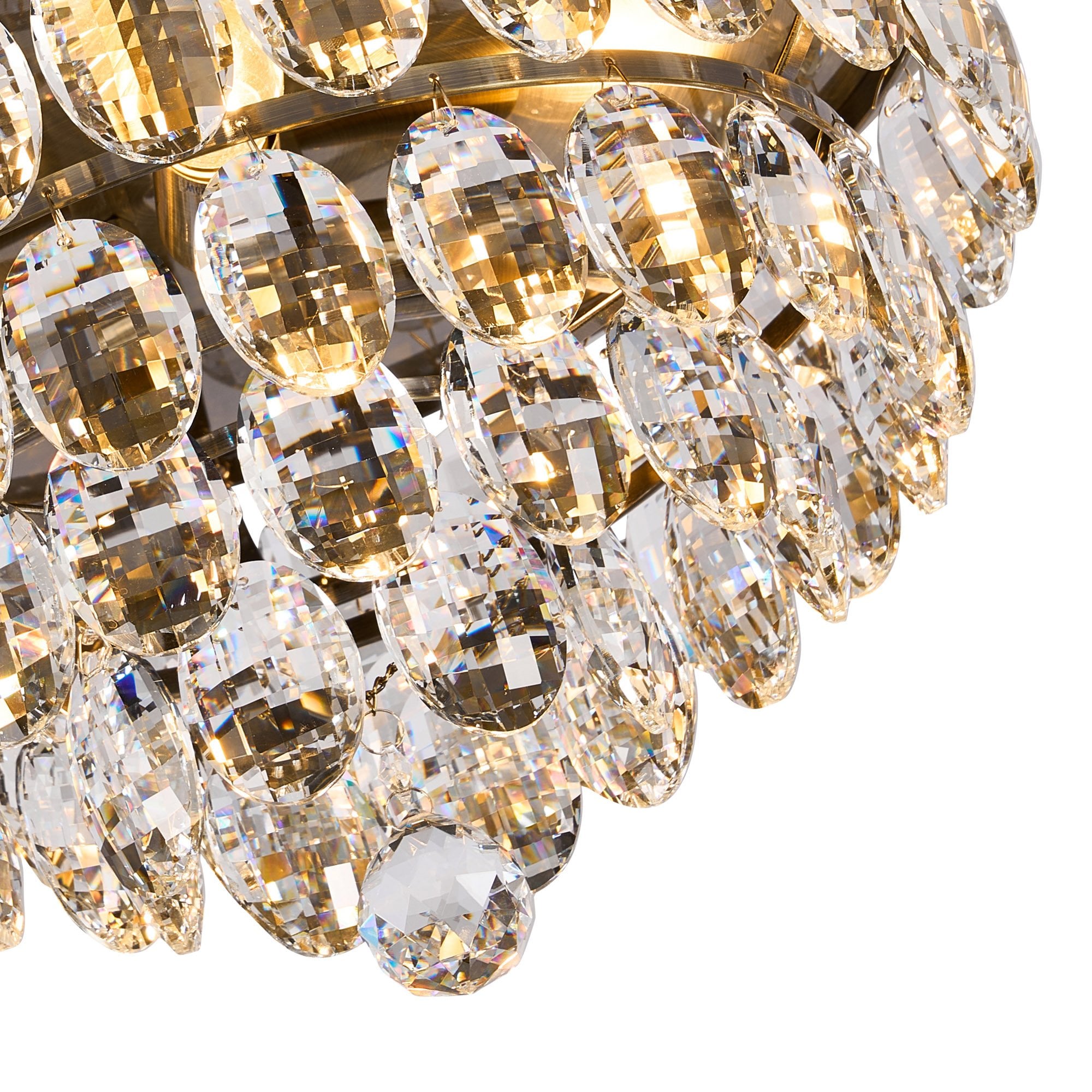 IL32816AB Coniston Flush Ceiling 3 Light E14 Antique Brass/Crystal