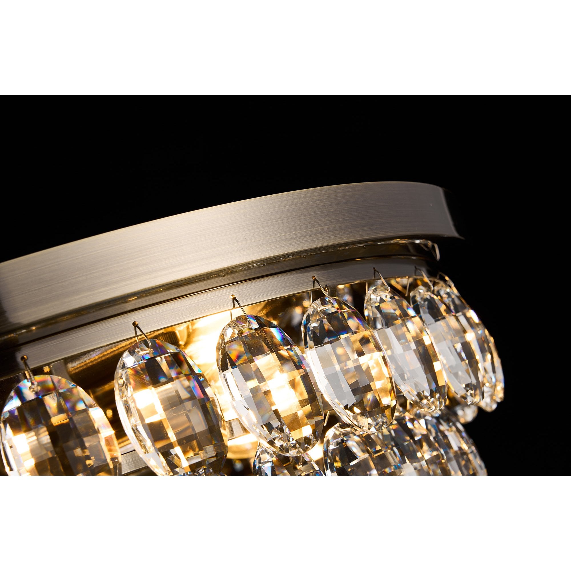 IL32816AB Coniston Flush Ceiling 3 Light E14 Antique Brass/Crystal