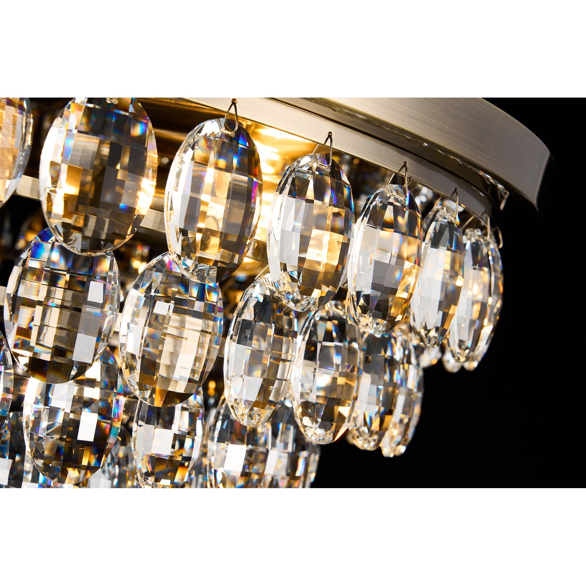 IL32816AB Coniston Flush Ceiling 3 Light E14 Antique Brass/Crystal