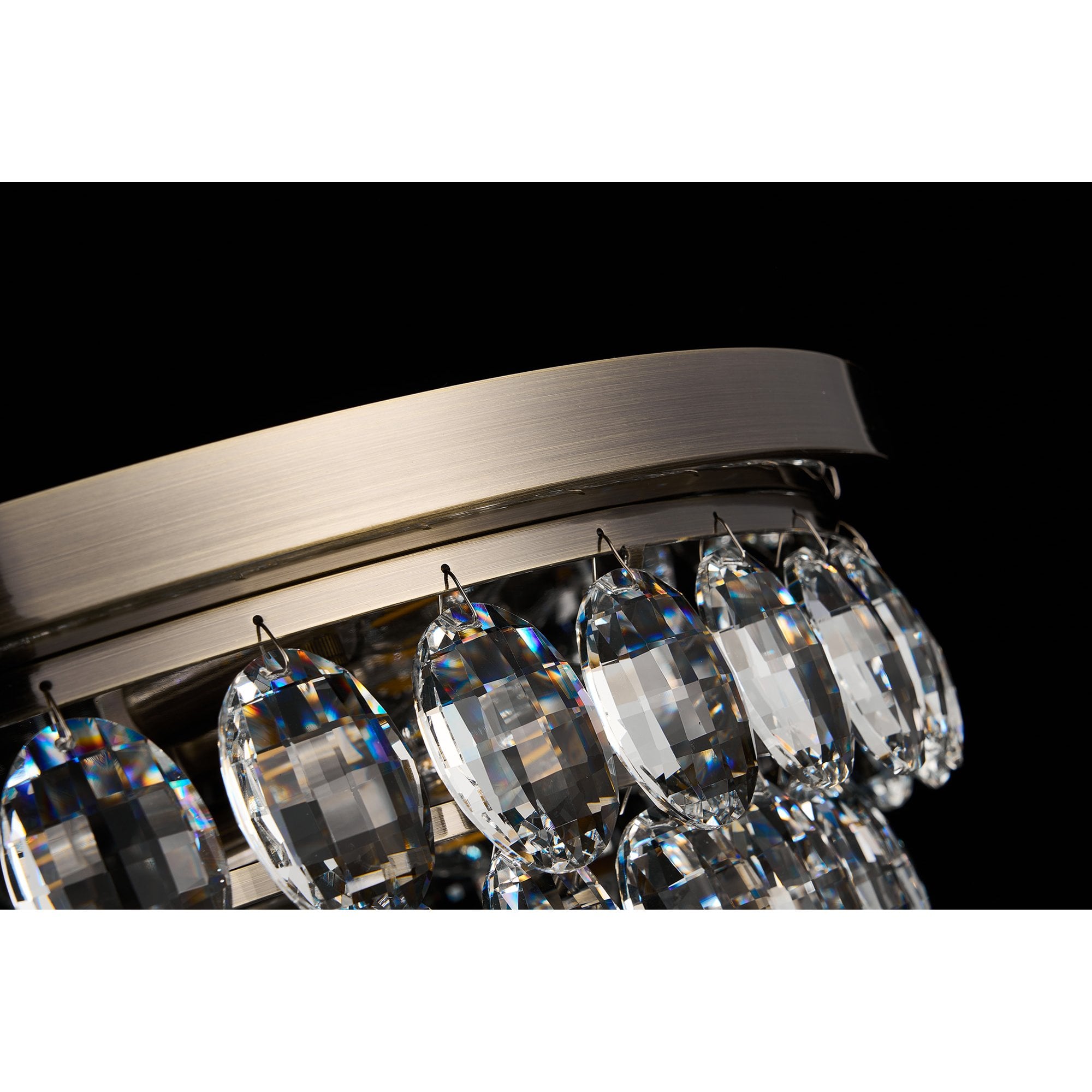 IL32816AB Coniston Flush Ceiling 3 Light E14 Antique Brass/Crystal
