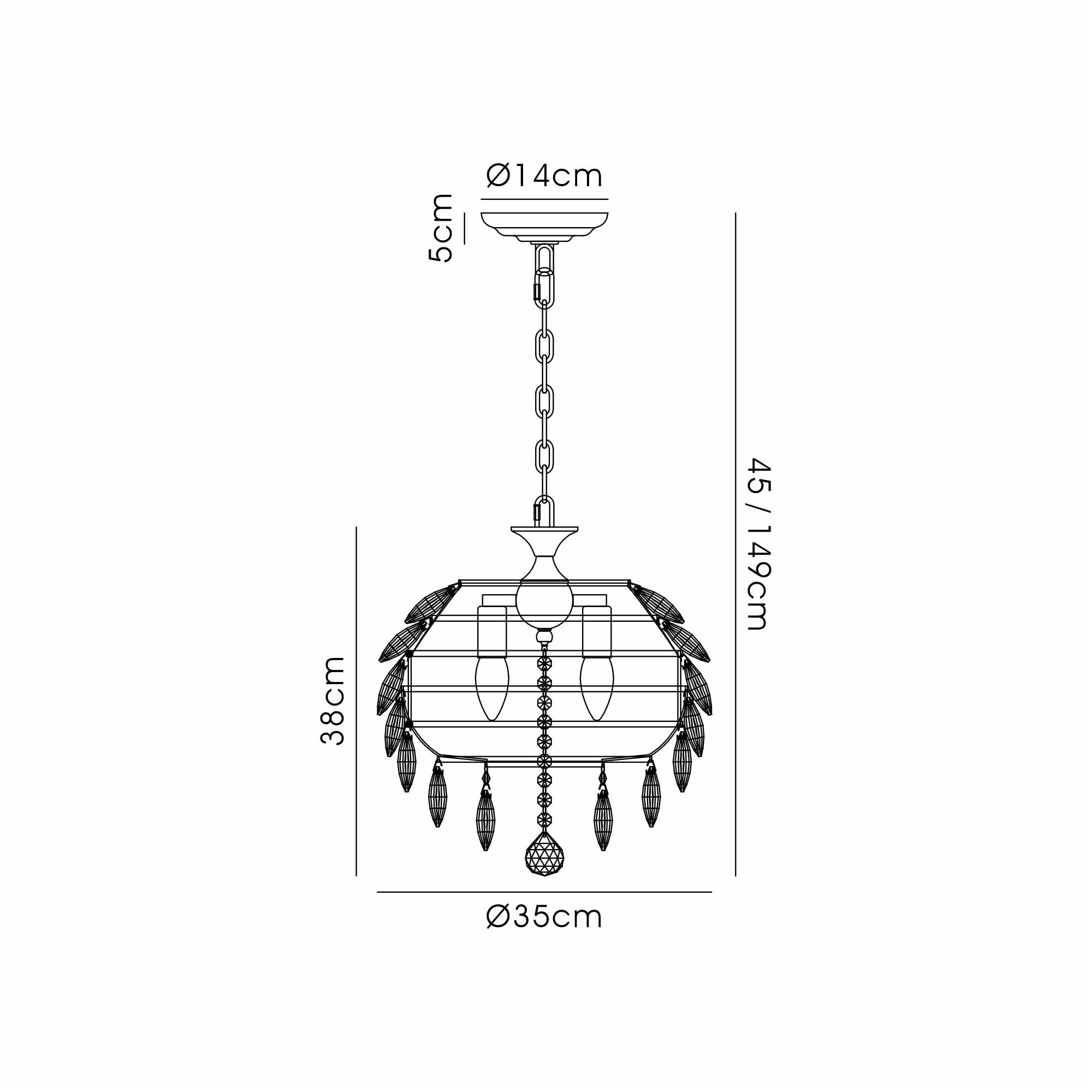 IL32803AB Coniston Pendant 3 Light E14 Antique Brass/Crystal