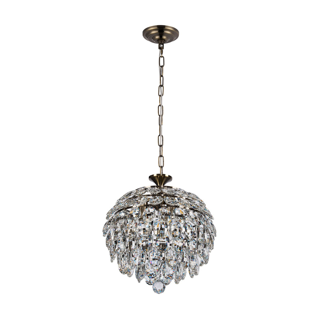 IL32803AB Coniston Pendant 3 Light E14 Antique Brass/Crystal