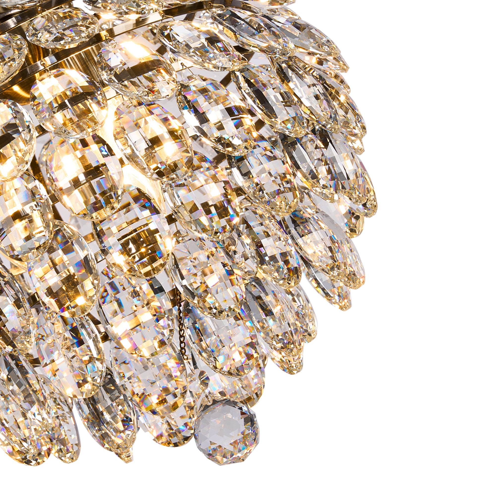 IL32803AB Coniston Pendant 3 Light E14 Antique Brass/Crystal