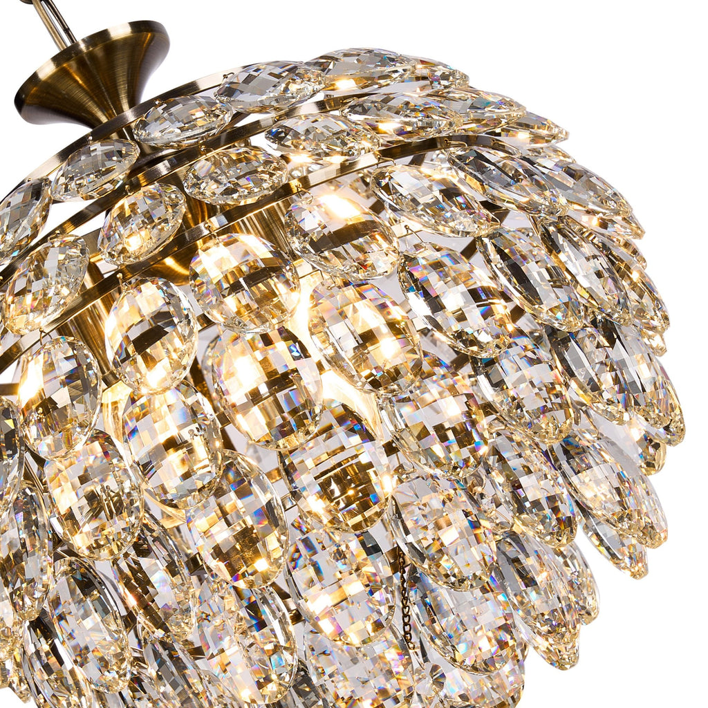 IL32803AB Coniston Pendant 3 Light E14 Antique Brass/Crystal