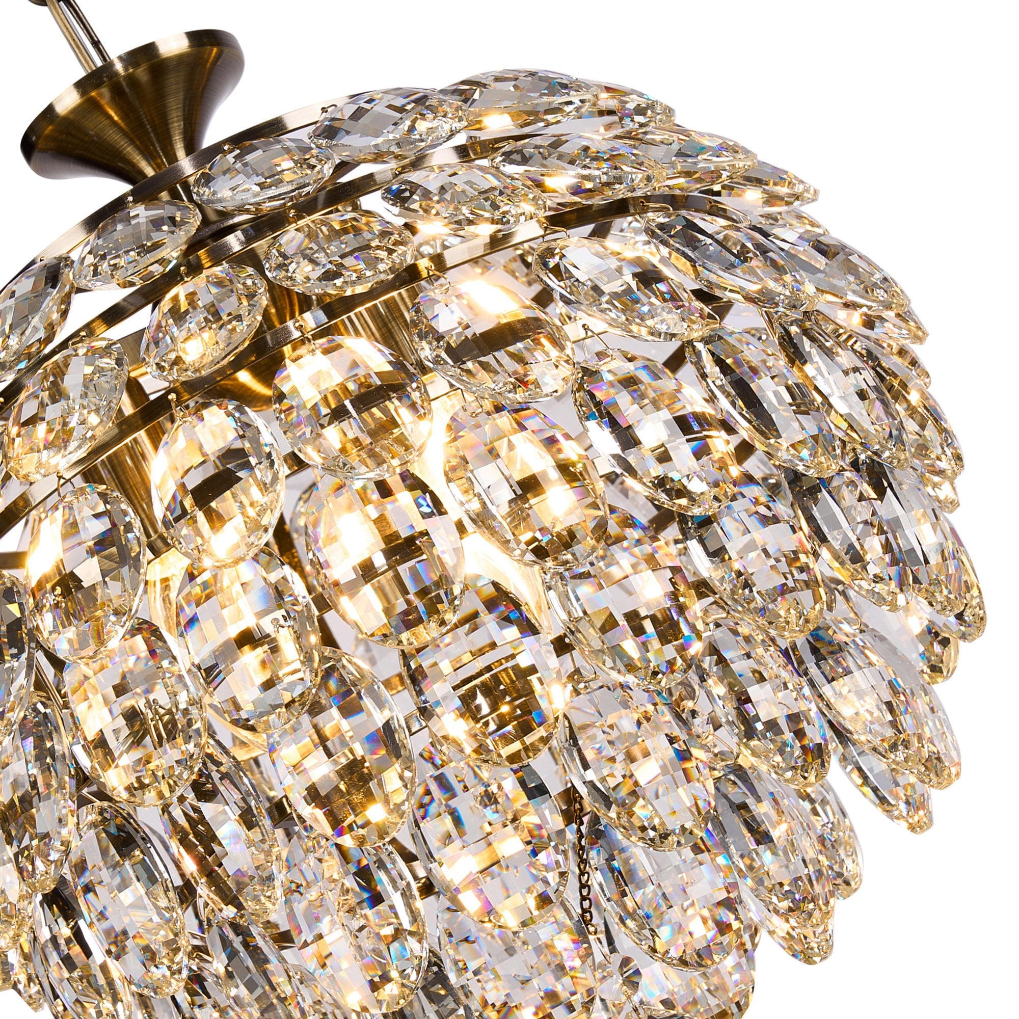 IL32803AB Coniston Pendant 3 Light E14 Antique Brass/Crystal