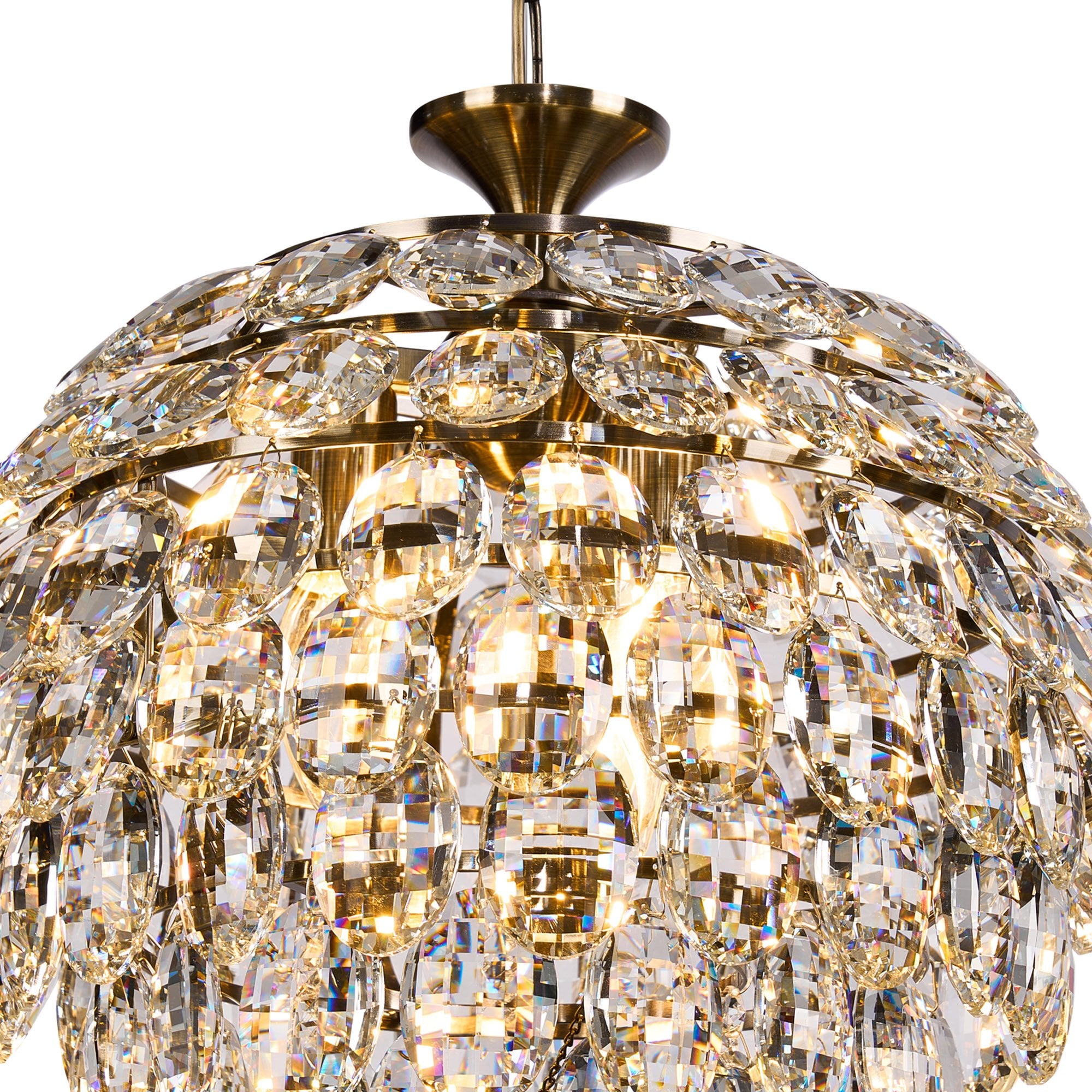 IL32803AB Coniston Pendant 3 Light E14 Antique Brass/Crystal
