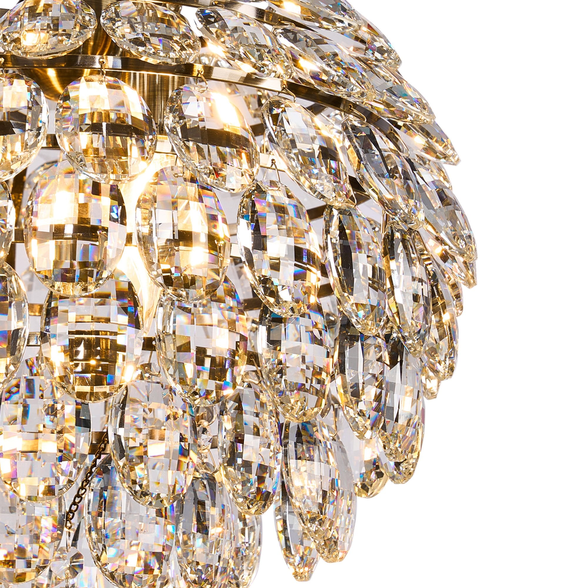 IL32803AB Coniston Pendant 3 Light E14 Antique Brass/Crystal
