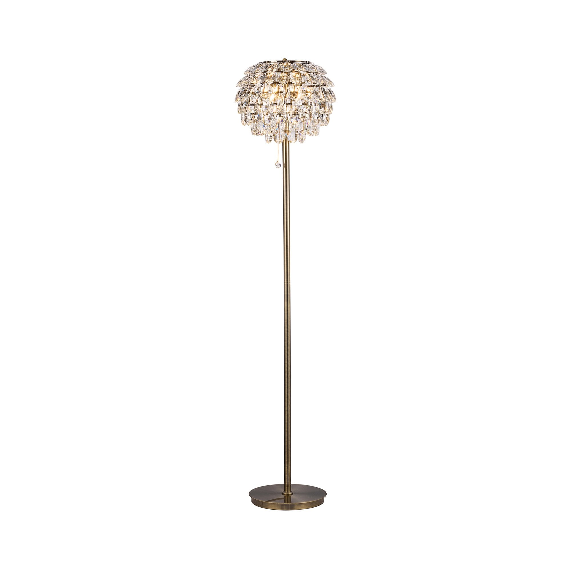 IL32837AB Coniston Floor Lamp 3 Light E14 Antique Brass/Crystal