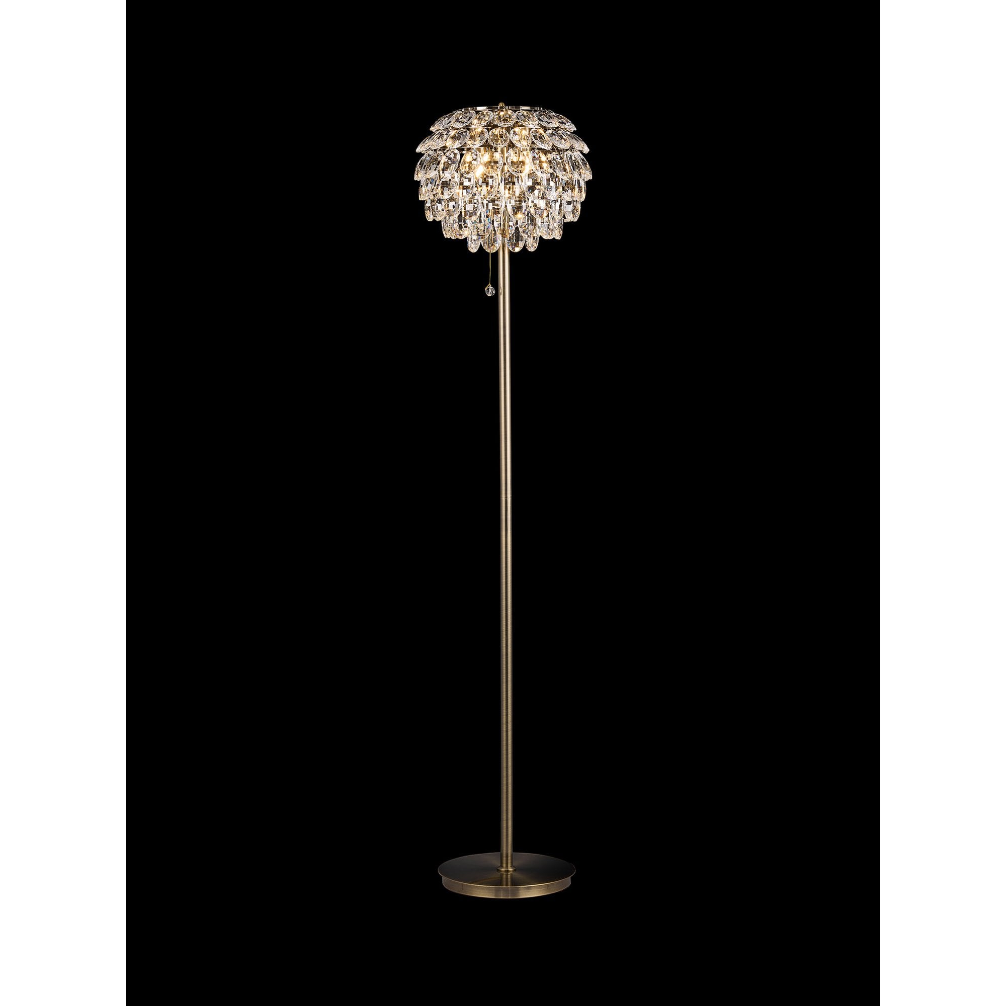 IL32837AB Coniston Floor Lamp 3 Light E14 Antique Brass/Crystal
