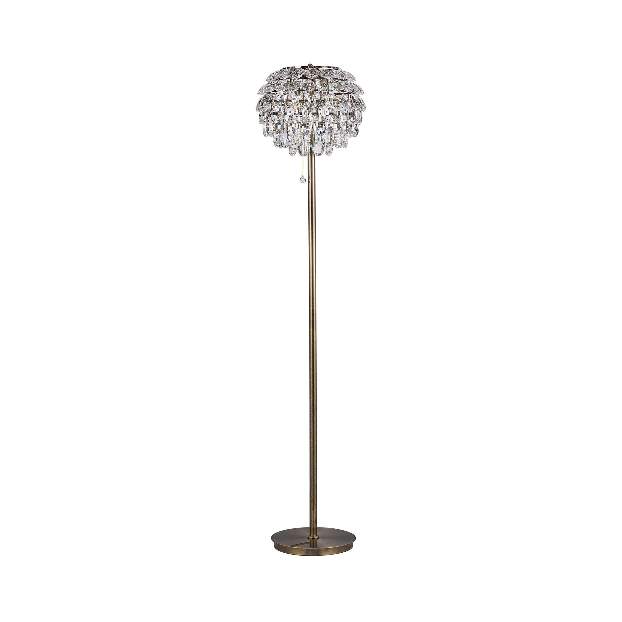 IL32837AB Coniston Floor Lamp 3 Light E14 Antique Brass/Crystal
