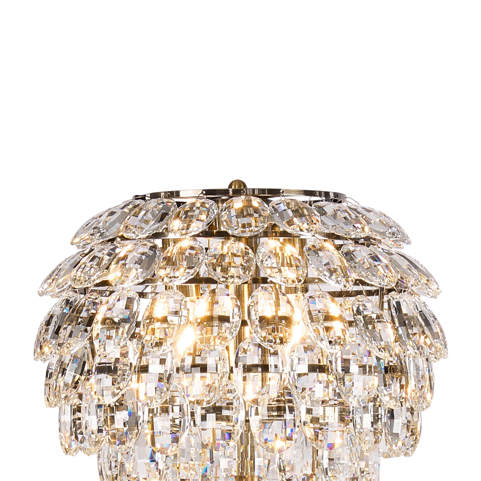 IL32837AB Coniston Floor Lamp 3 Light E14 Antique Brass/Crystal