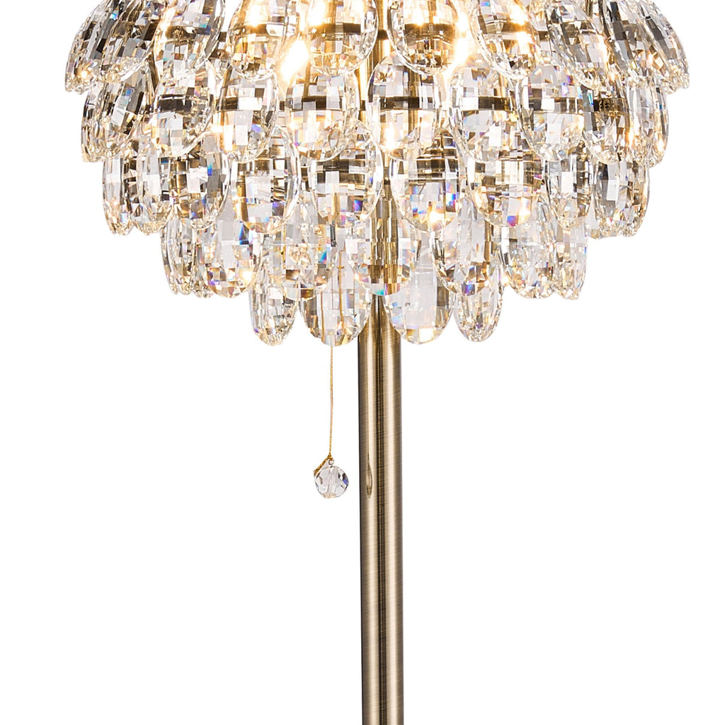 IL32837AB Coniston Floor Lamp 3 Light E14 Antique Brass/Crystal