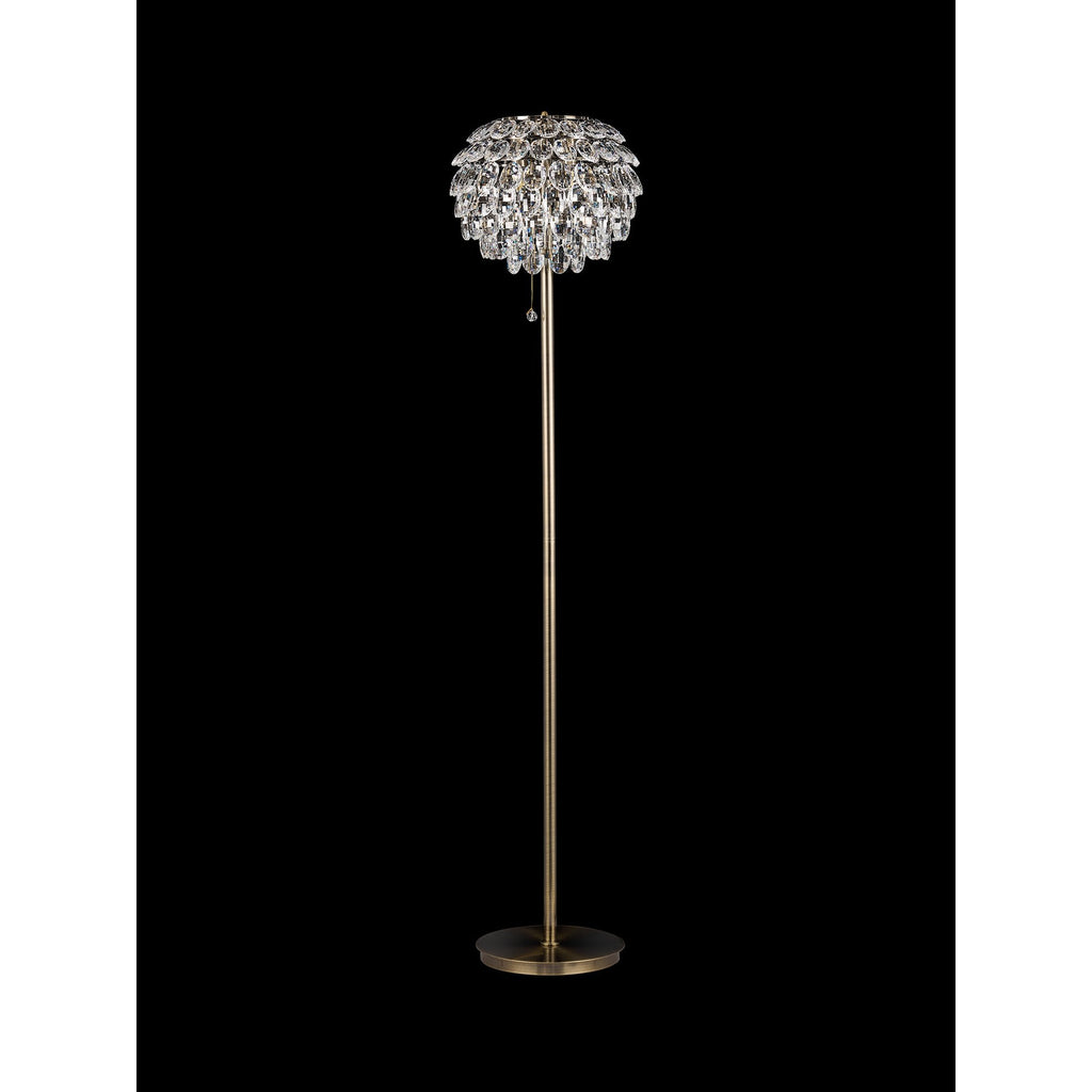 IL32837AB Coniston Floor Lamp 3 Light E14 Antique Brass/Crystal