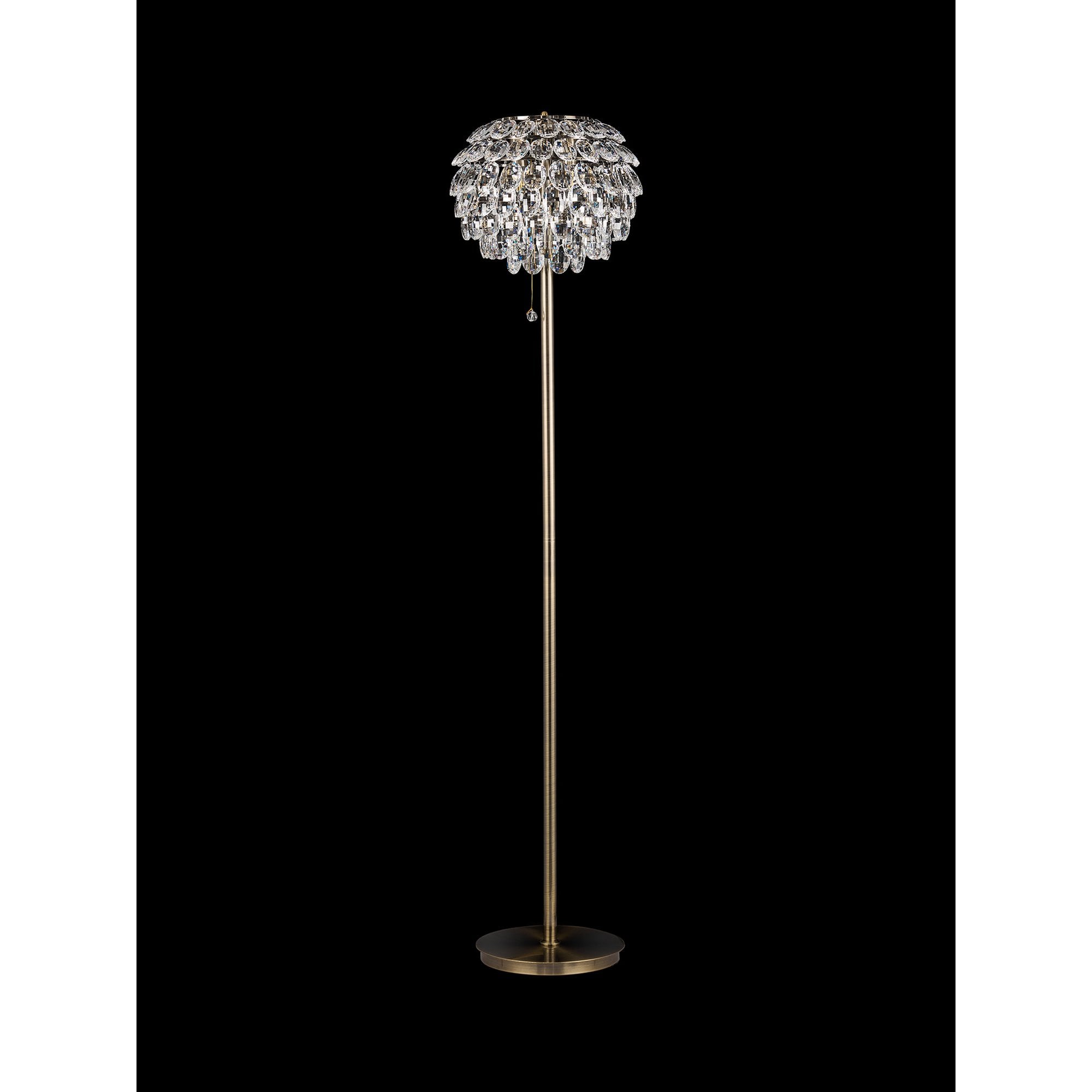 IL32837AB Coniston Floor Lamp 3 Light E14 Antique Brass/Crystal