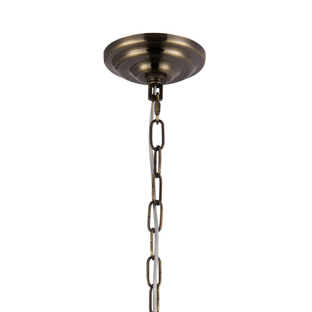 IL32804AB Coniston Pendant 6 Light E14 Antique Brass/Crystal