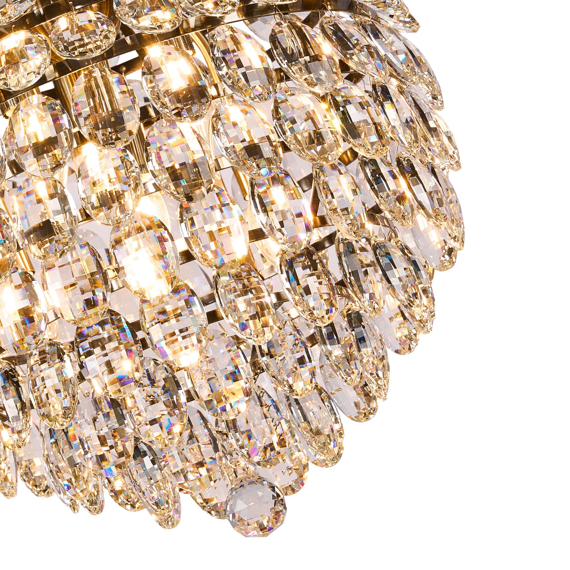 IL32804AB Coniston Pendant 6 Light E14 Antique Brass/Crystal