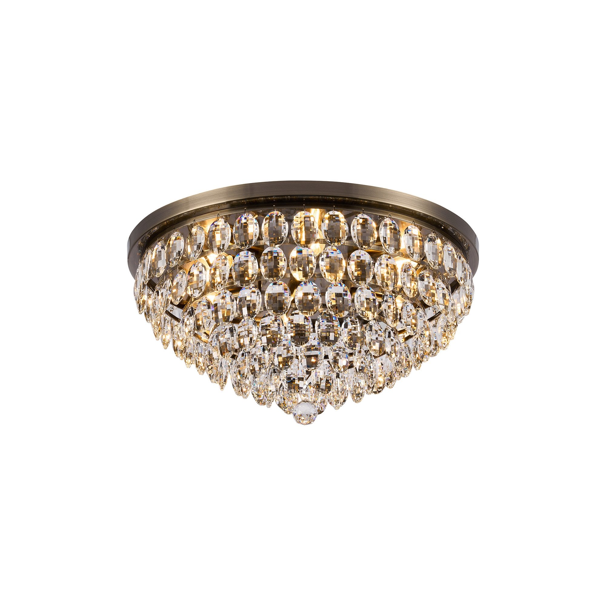 IL32817AB Coniston Flush Ceiling 6 Light E14 Antique Brass/Crystal