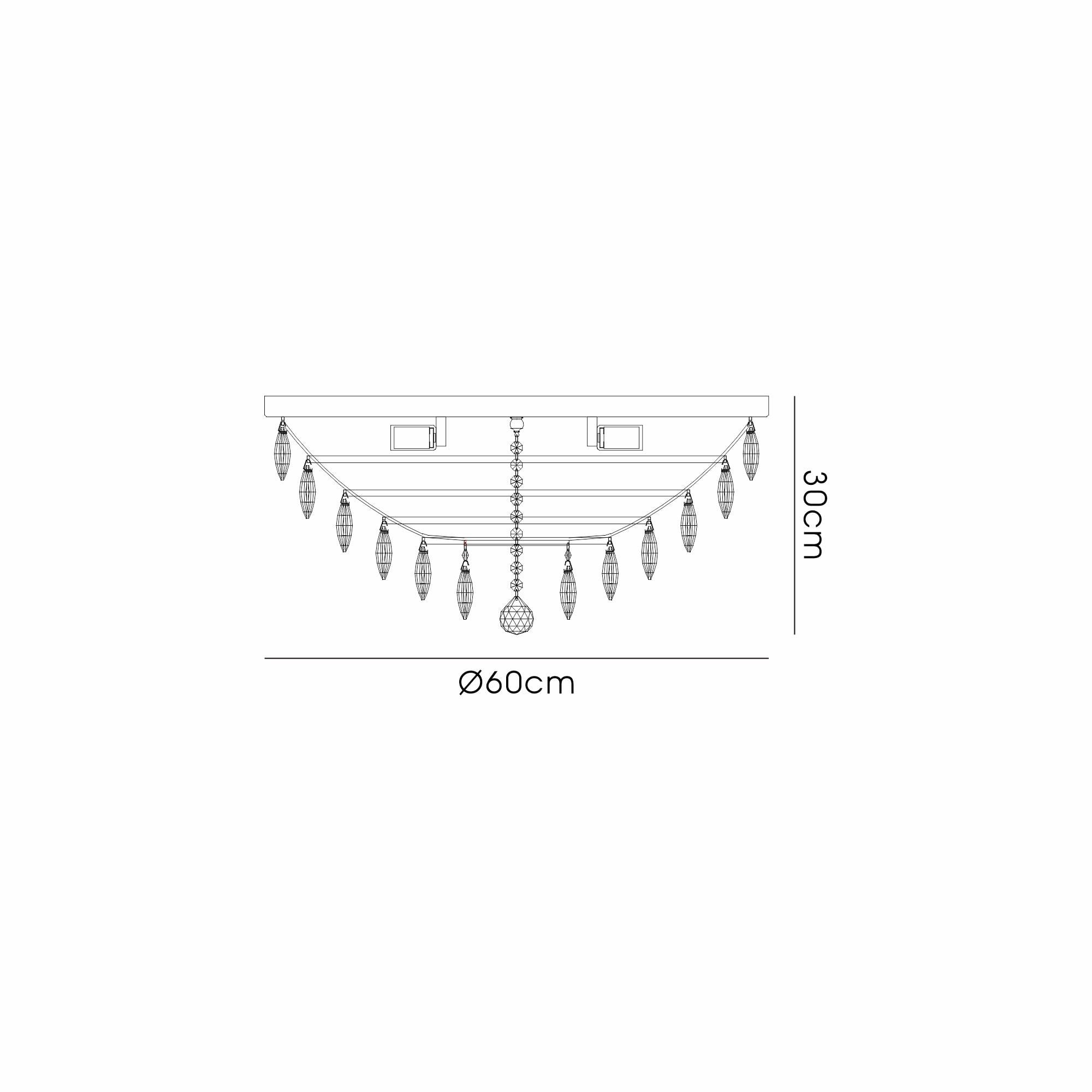 IL32817AB Coniston Flush Ceiling 6 Light E14 Antique Brass/Crystal