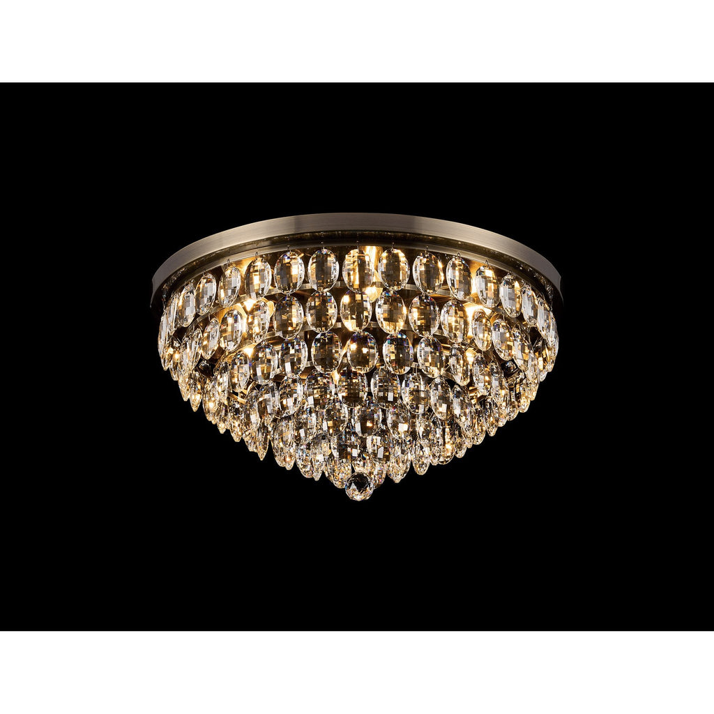 IL32817AB Coniston Flush Ceiling 6 Light E14 Antique Brass/Crystal