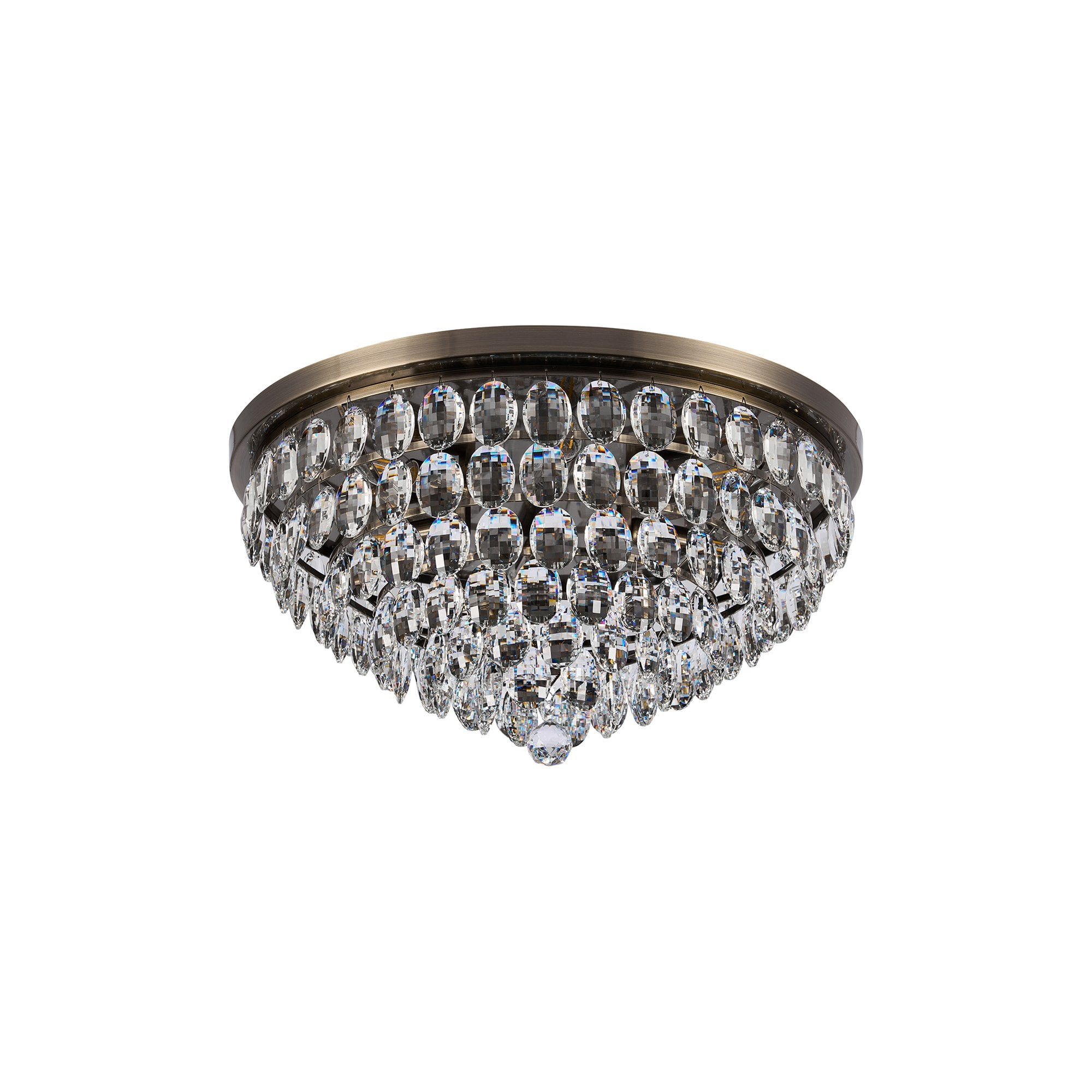 IL32817AB Coniston Flush Ceiling 6 Light E14 Antique Brass/Crystal