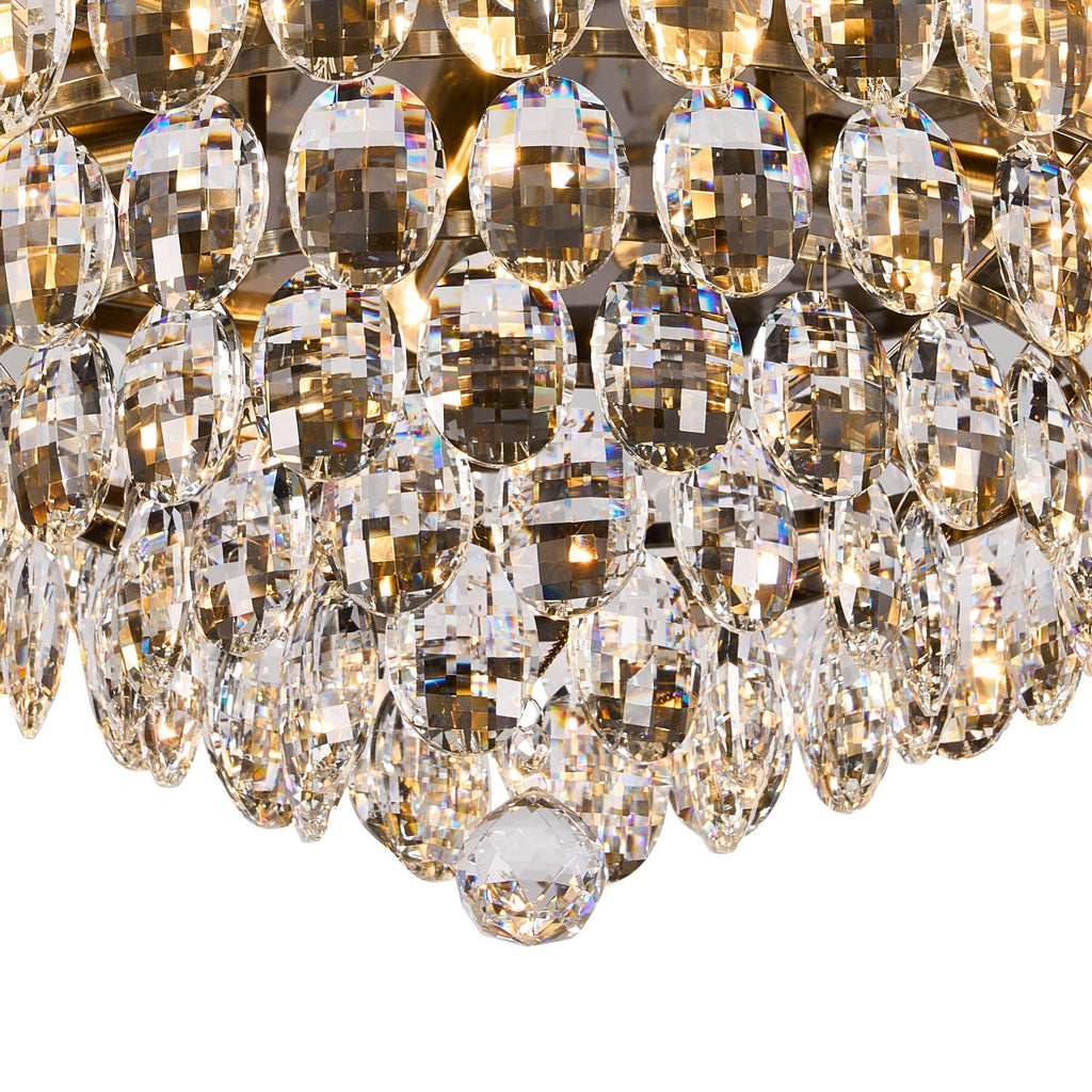 IL32817AB Coniston Flush Ceiling 6 Light E14 Antique Brass/Crystal