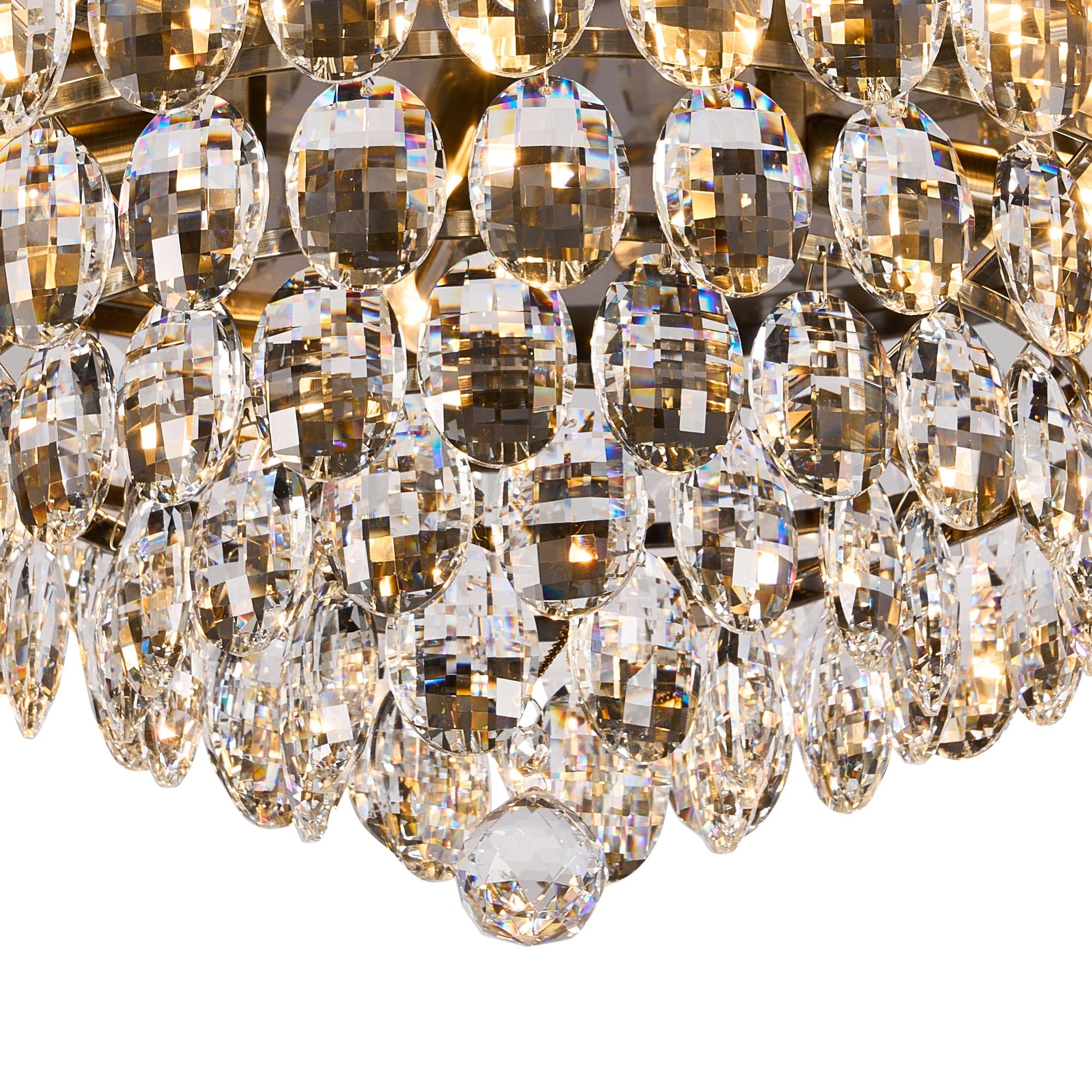 IL32817AB Coniston Flush Ceiling 6 Light E14 Antique Brass/Crystal