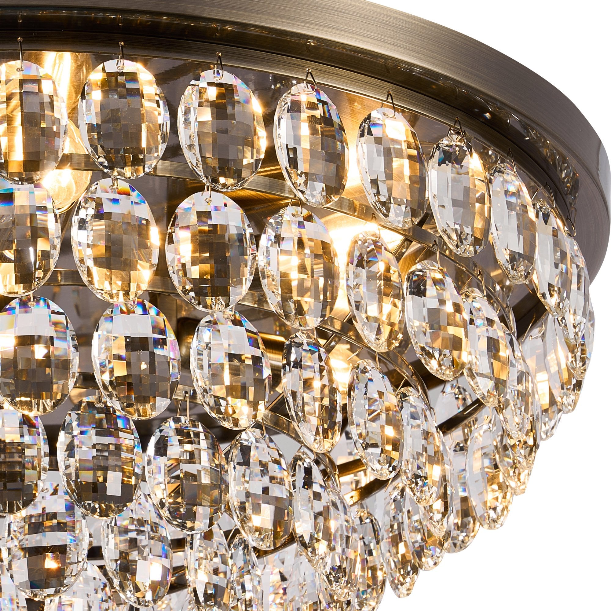 IL32817AB Coniston Flush Ceiling 6 Light E14 Antique Brass/Crystal