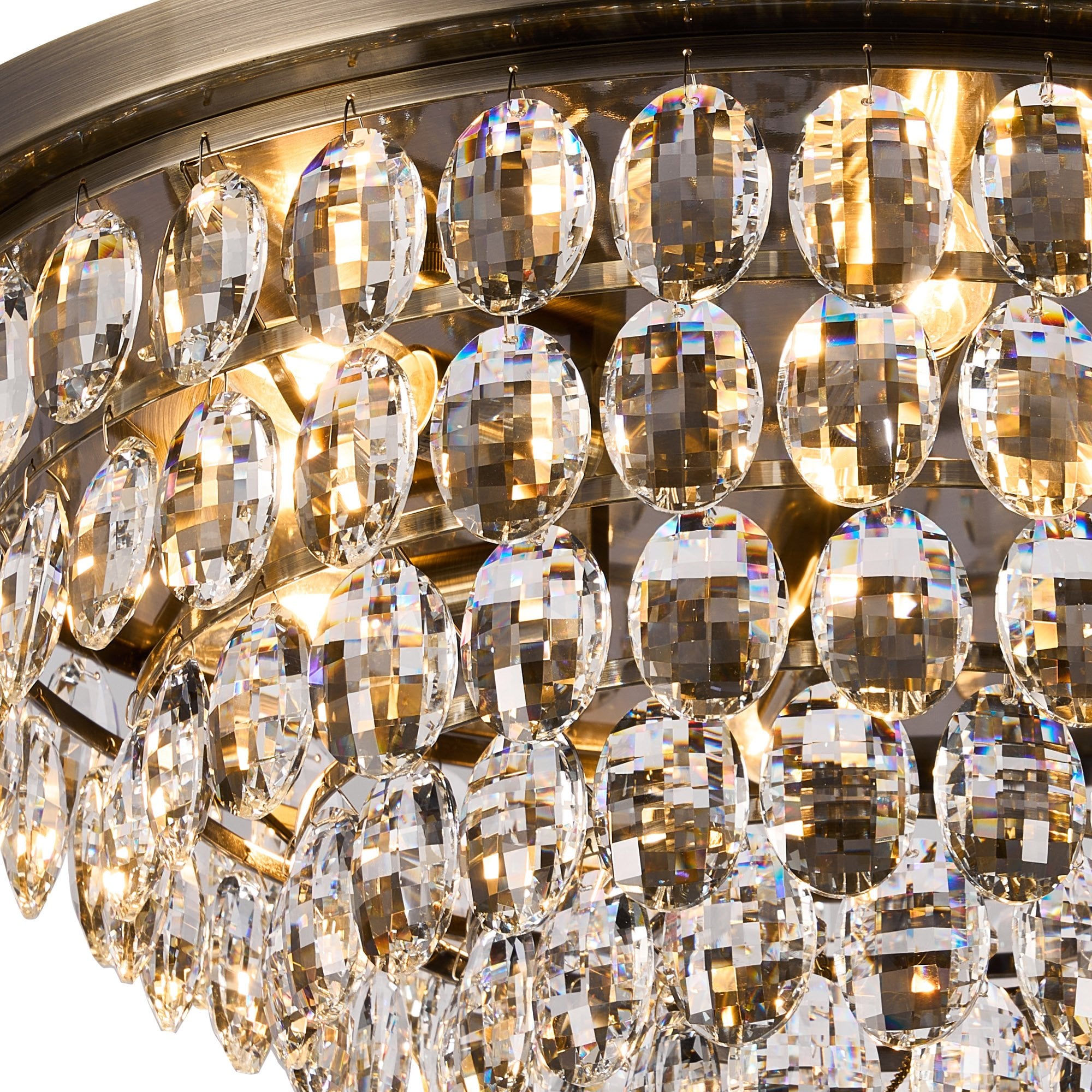 IL32817AB Coniston Flush Ceiling 6 Light E14 Antique Brass/Crystal