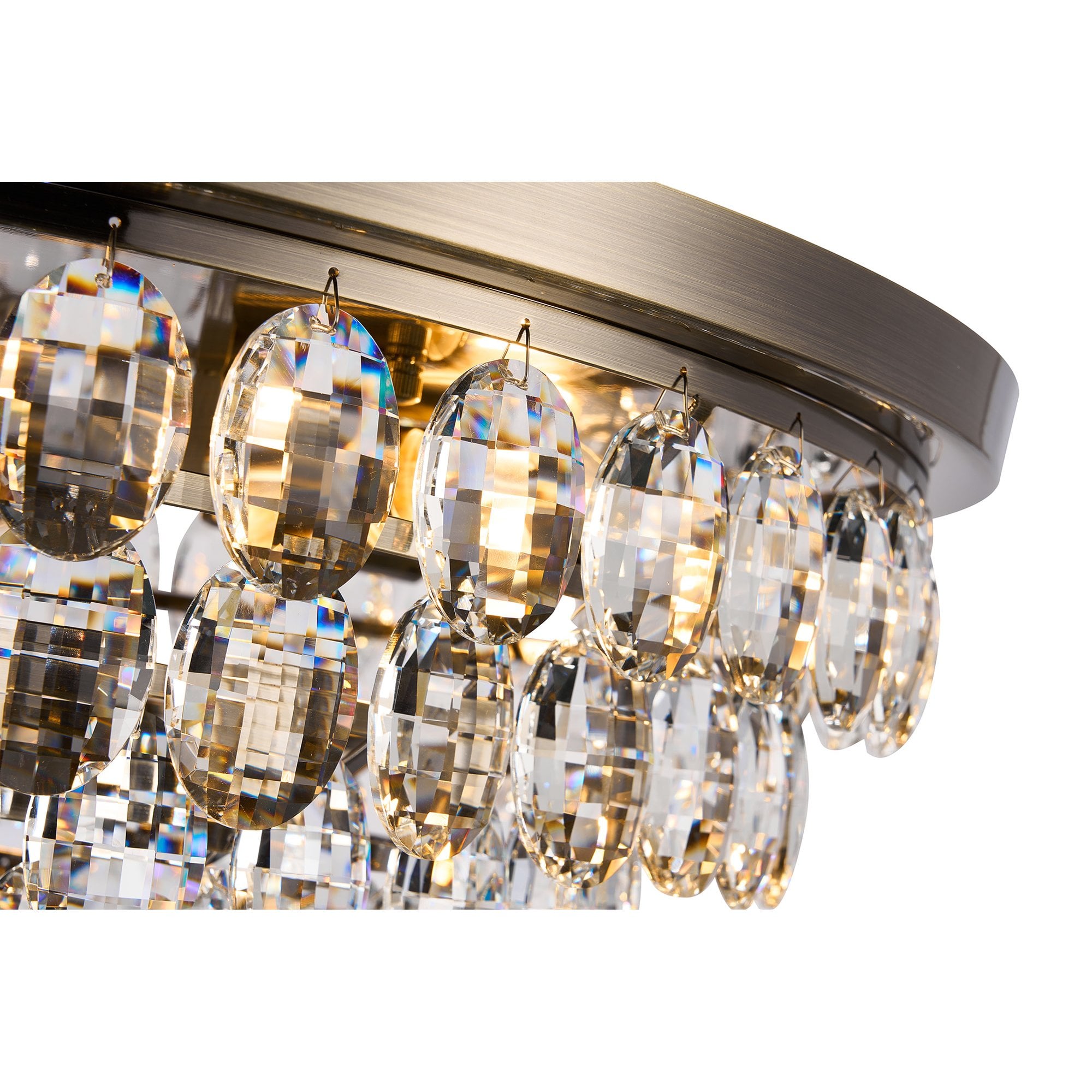IL32817AB Coniston Flush Ceiling 6 Light E14 Antique Brass/Crystal