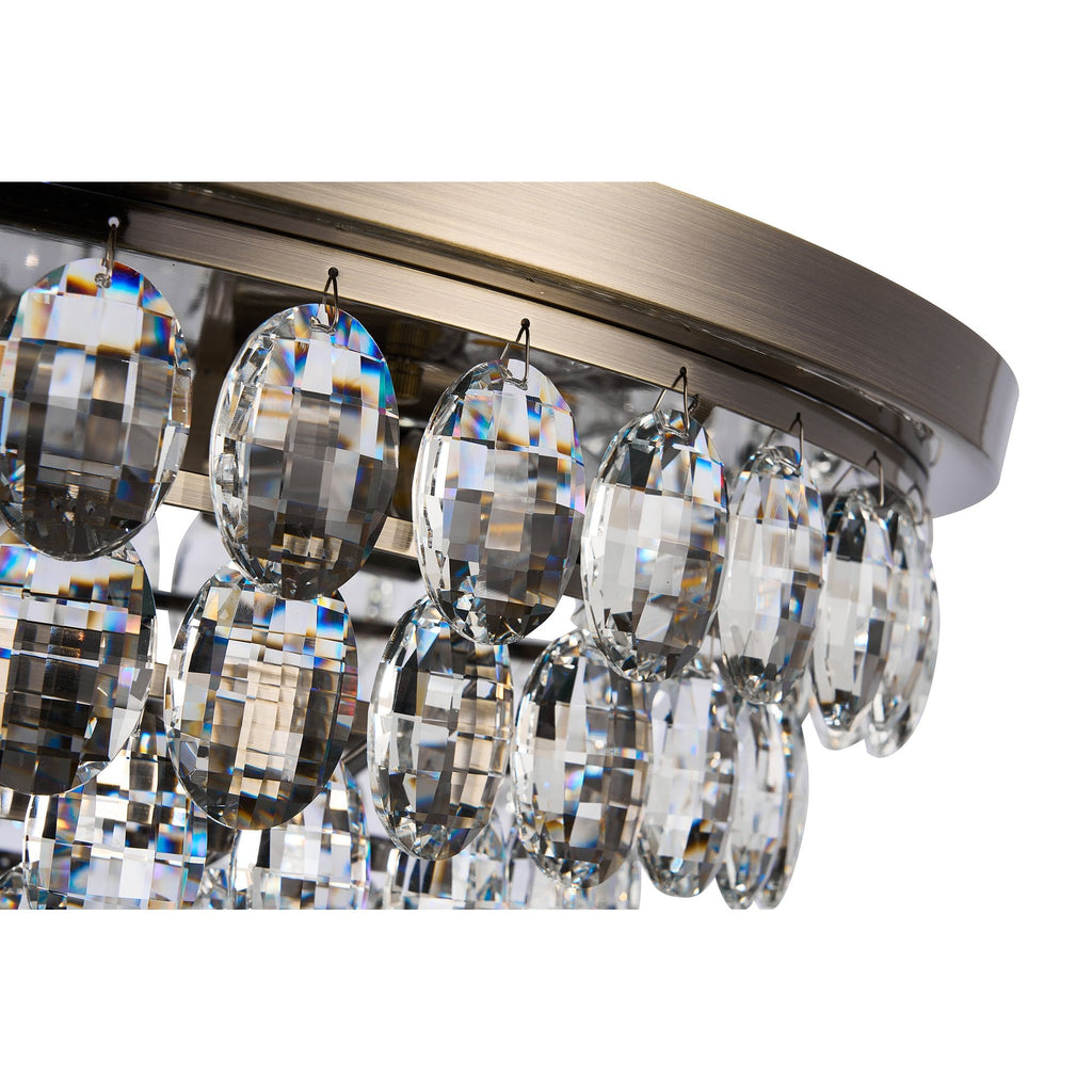 IL32817AB Coniston Flush Ceiling 6 Light E14 Antique Brass/Crystal
