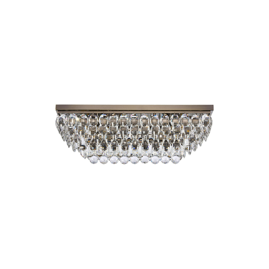 IL32826AB Coniston Linear Flush Ceiling 5 Light E14 Antique Brass/Crystal