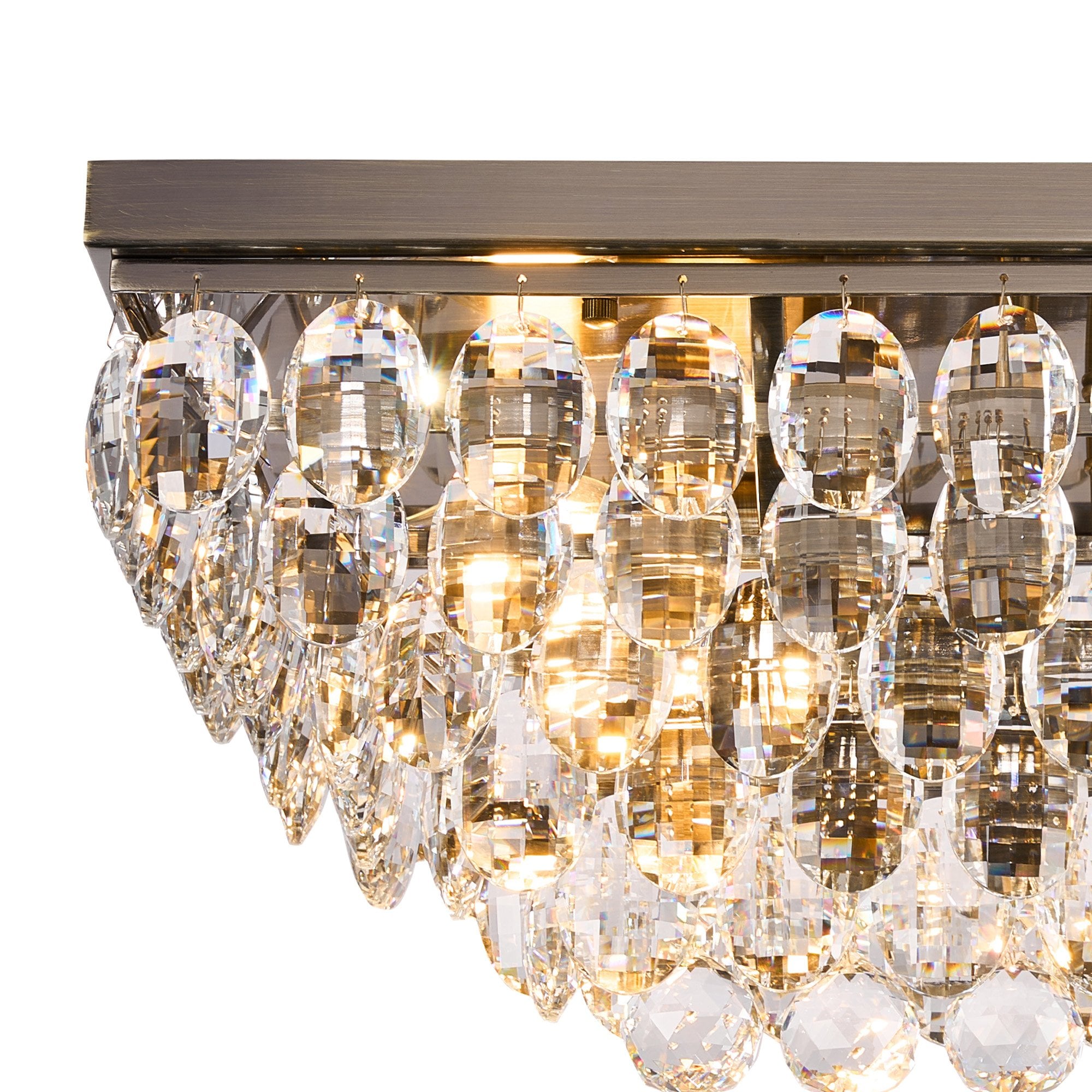 IL32826AB Coniston Linear Flush Ceiling 5 Light E14 Antique Brass/Crystal