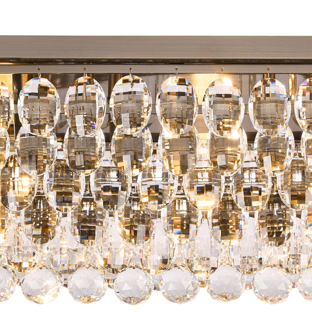 IL32826AB Coniston Linear Flush Ceiling 5 Light E14 Antique Brass/Crystal