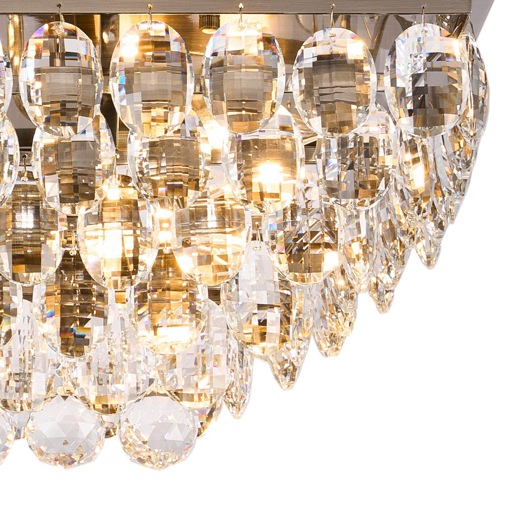 IL32826AB Coniston Linear Flush Ceiling 5 Light E14 Antique Brass/Crystal