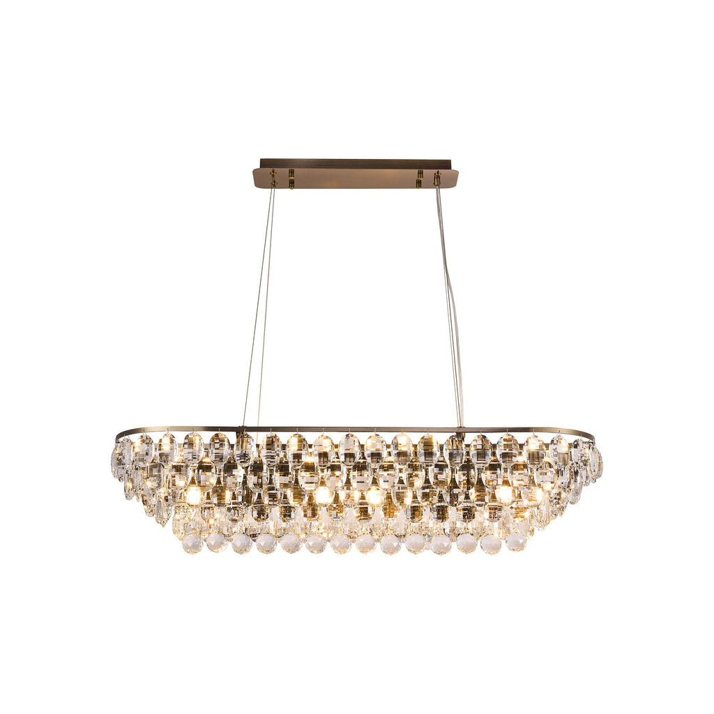 IL32821AB Coniston Linear Pendant 8 Light E14 Antique Brass/Crystal
