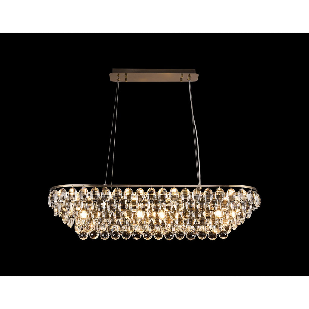IL32821AB Coniston Linear Pendant 8 Light E14 Antique Brass/Crystal