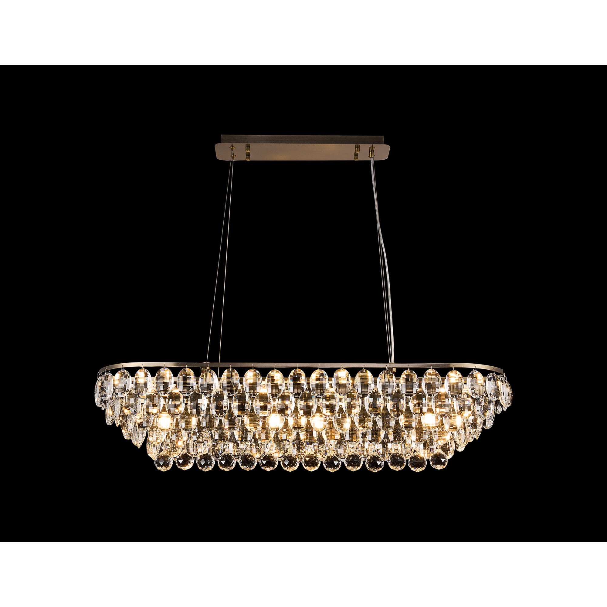 IL32821AB Coniston Linear Pendant 8 Light E14 Antique Brass/Crystal