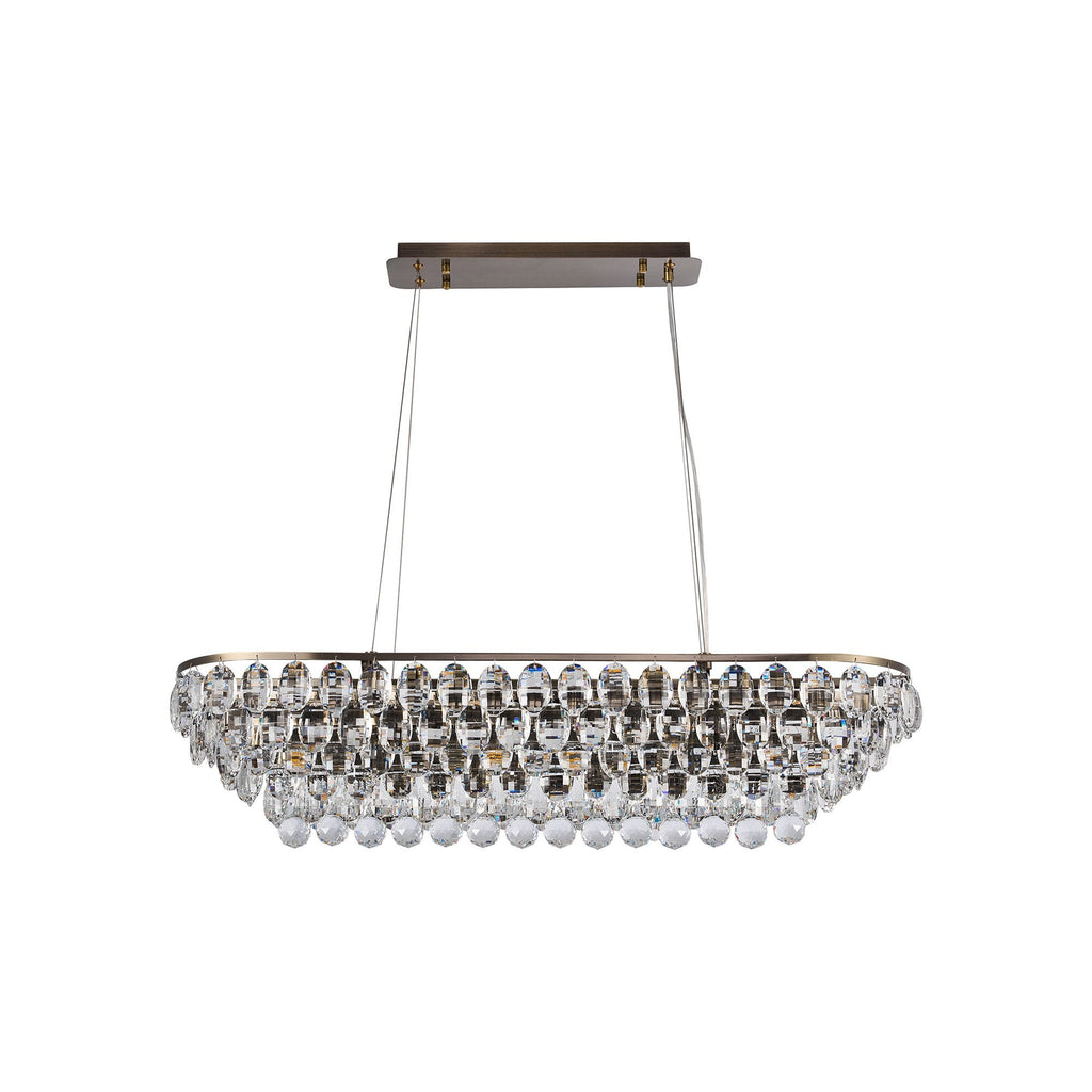 IL32821AB Coniston Linear Pendant 8 Light E14 Antique Brass/Crystal