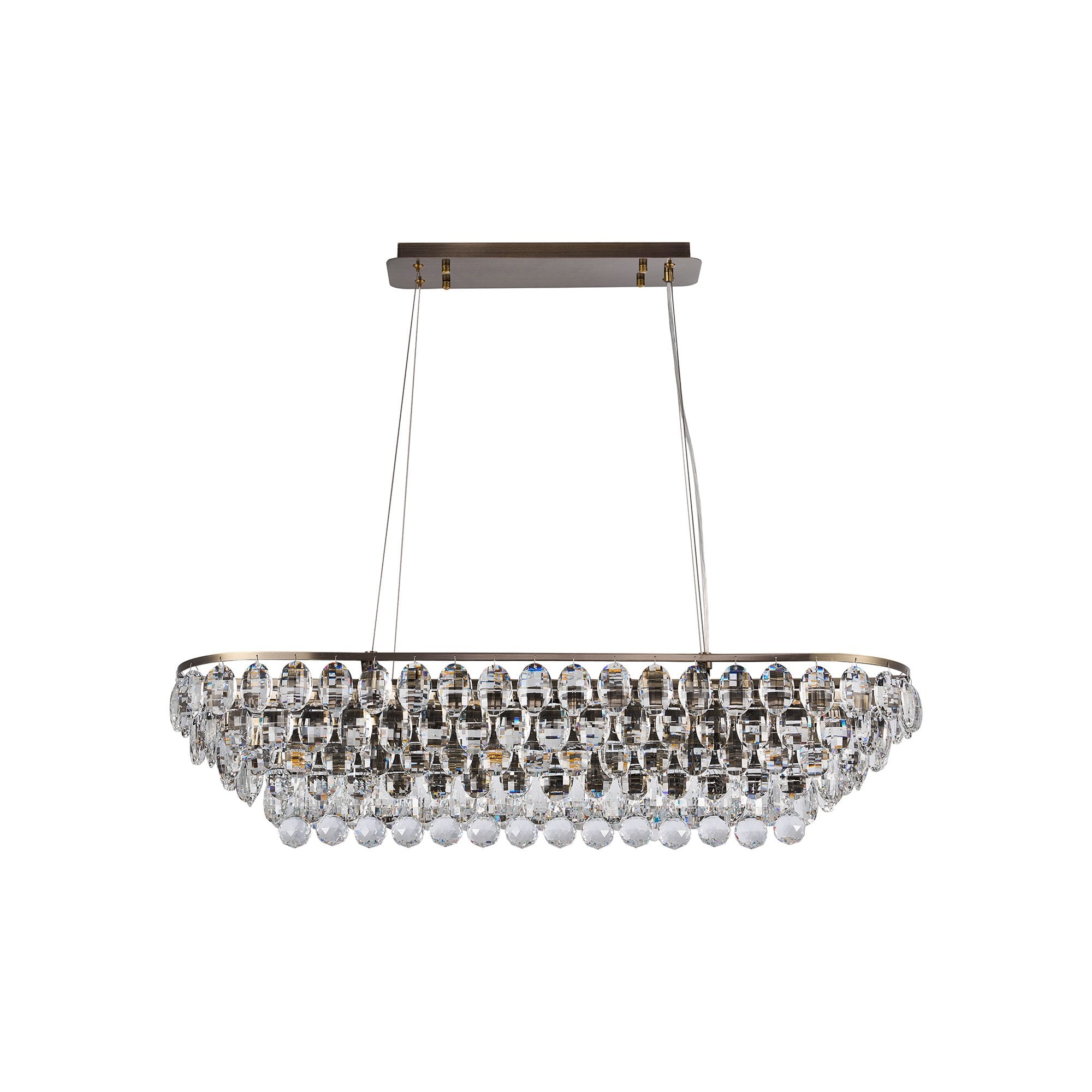 IL32821AB Coniston Linear Pendant 8 Light E14 Antique Brass/Crystal