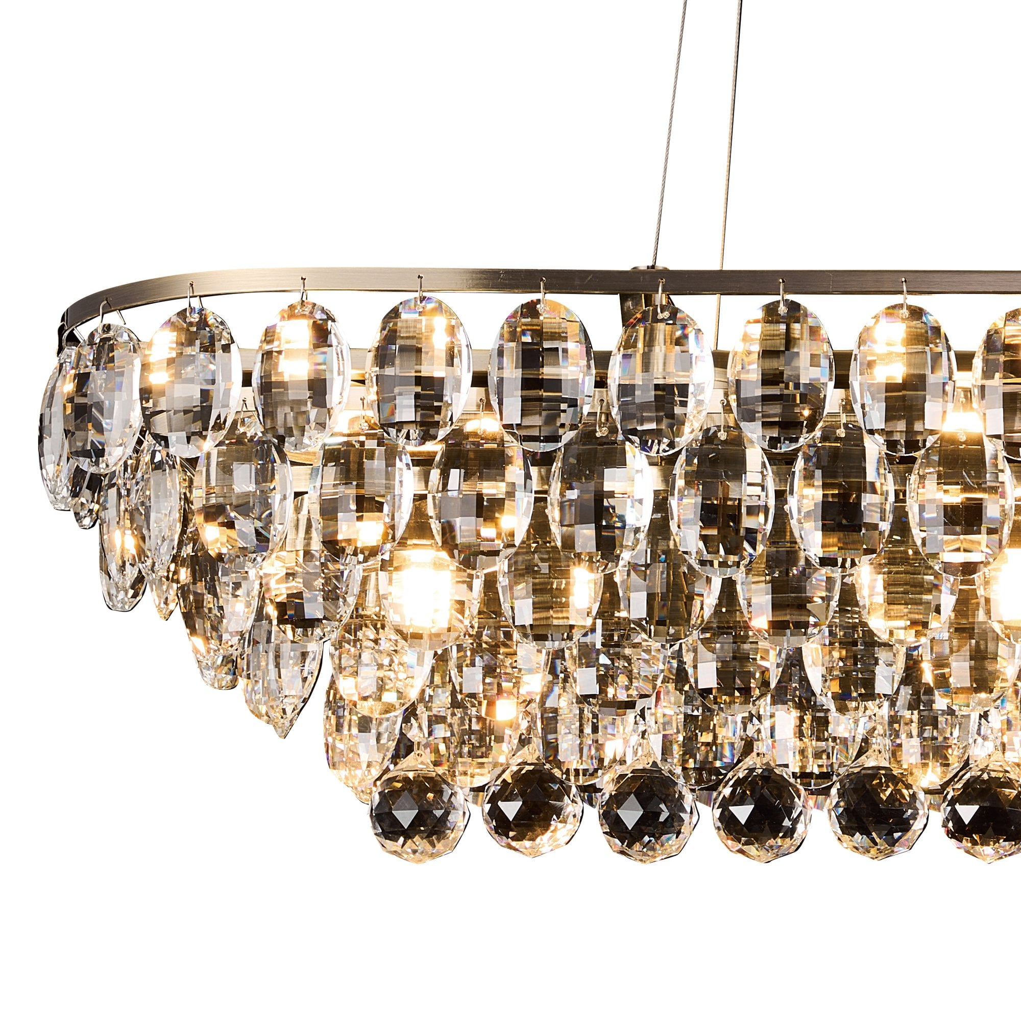 IL32821AB Coniston Linear Pendant 8 Light E14 Antique Brass/Crystal