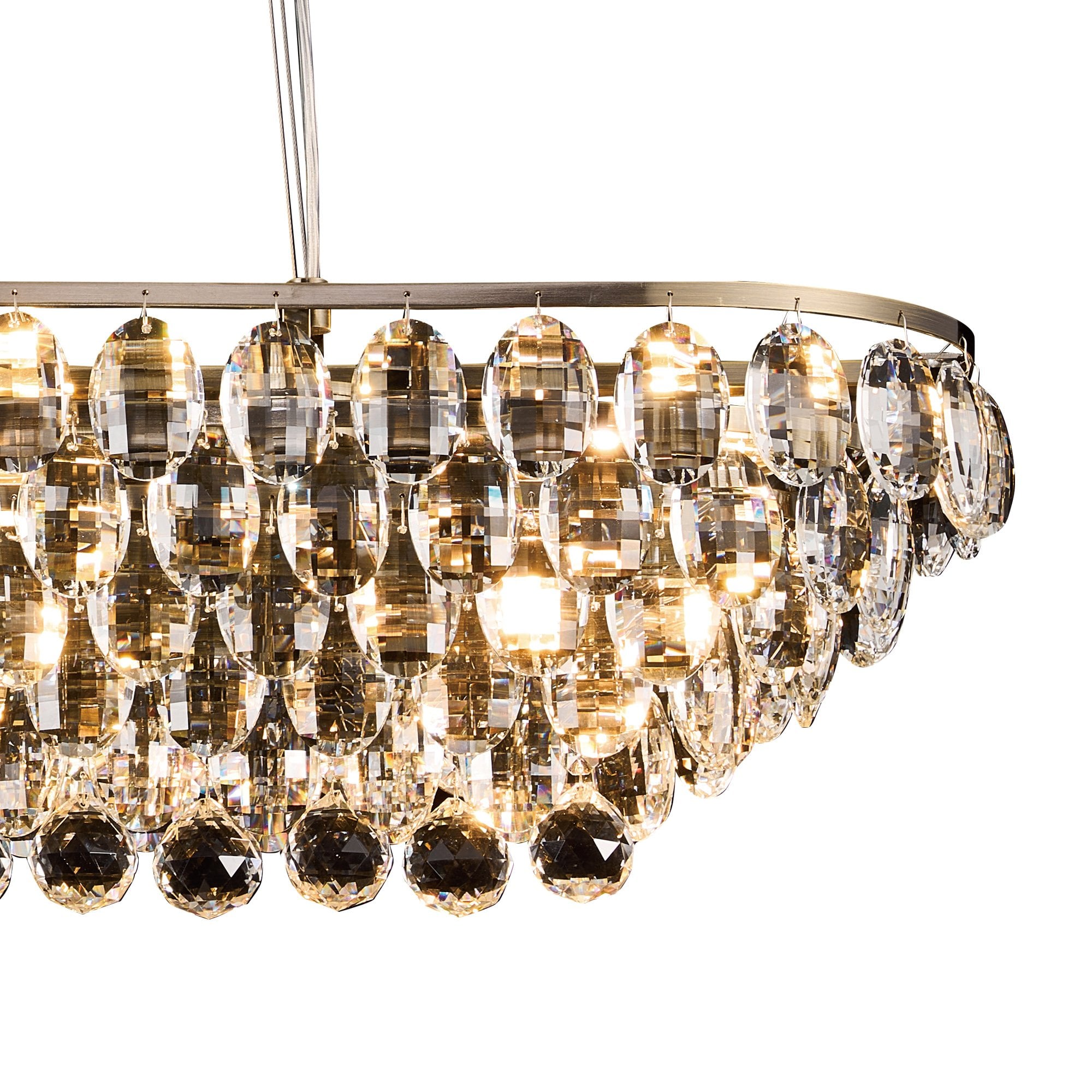 IL32821AB Coniston Linear Pendant 8 Light E14 Antique Brass/Crystal