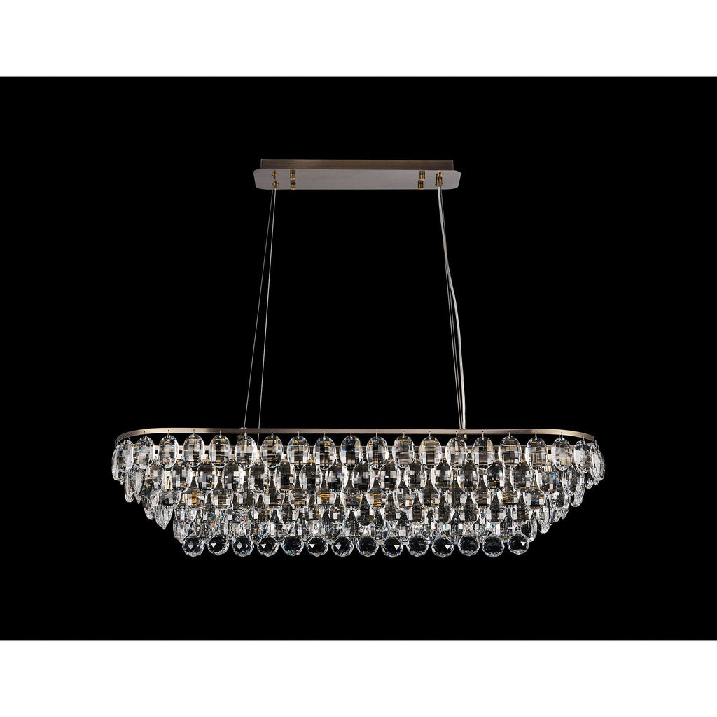 IL32821AB Coniston Linear Pendant 8 Light E14 Antique Brass/Crystal