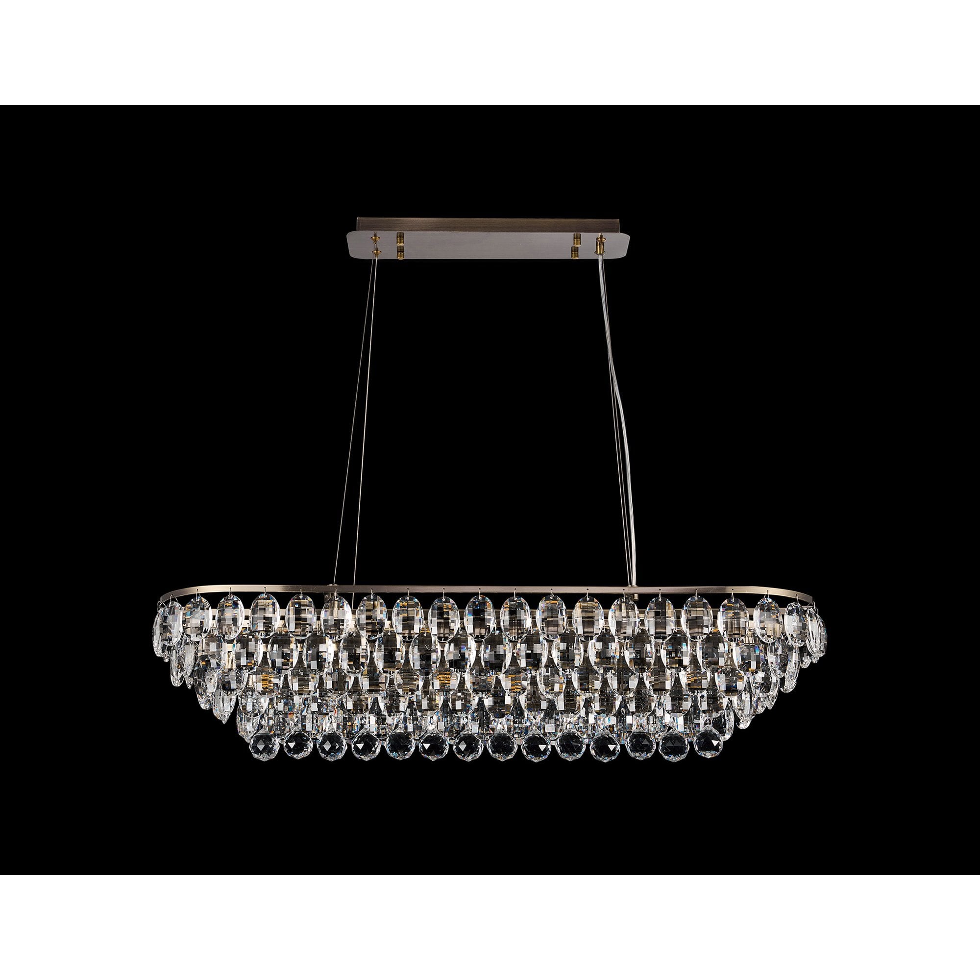 IL32821AB Coniston Linear Pendant 8 Light E14 Antique Brass/Crystal
