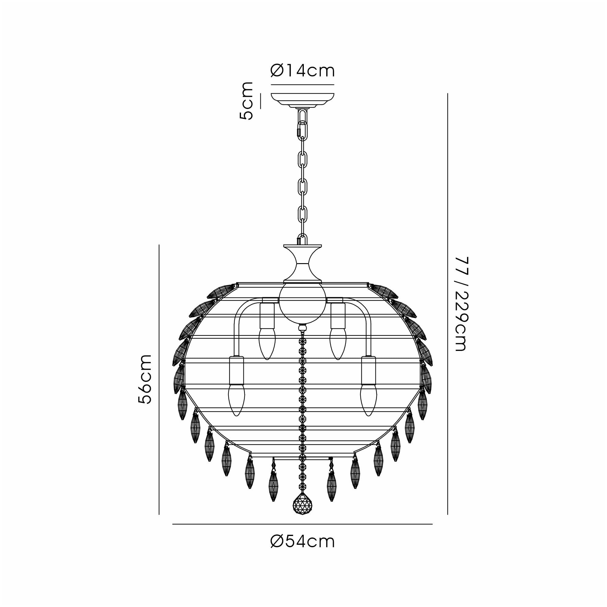 IL32805AB Coniston Pendant 9 Light E14 Antique Brass/Crystal