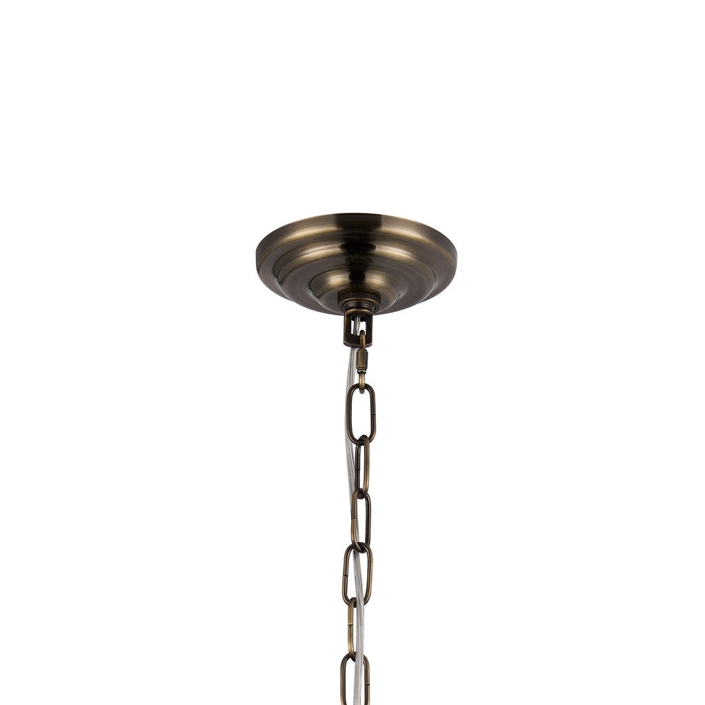 IL32805AB Coniston Pendant 9 Light E14 Antique Brass/Crystal