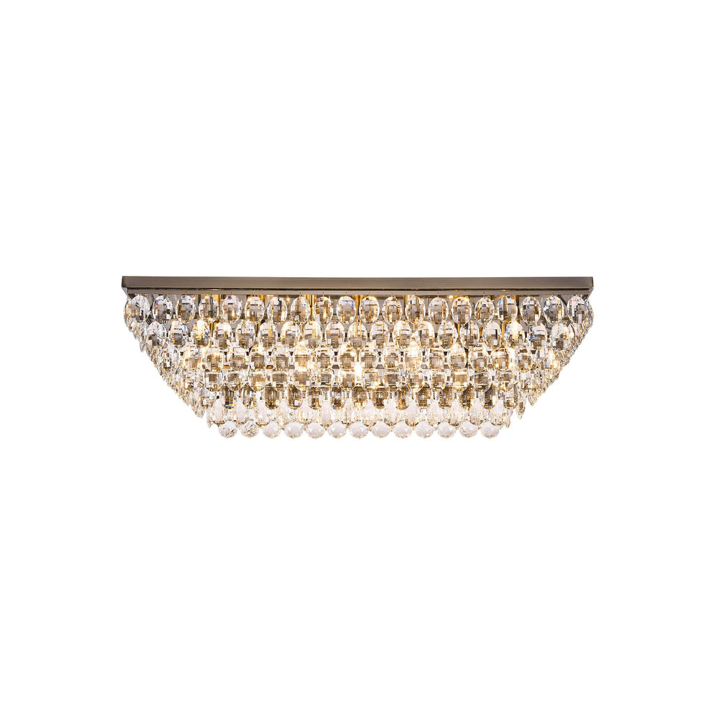 IL32827AB Coniston Linear Flush Ceiling 11 Light E14 Antique Brass/Crystal