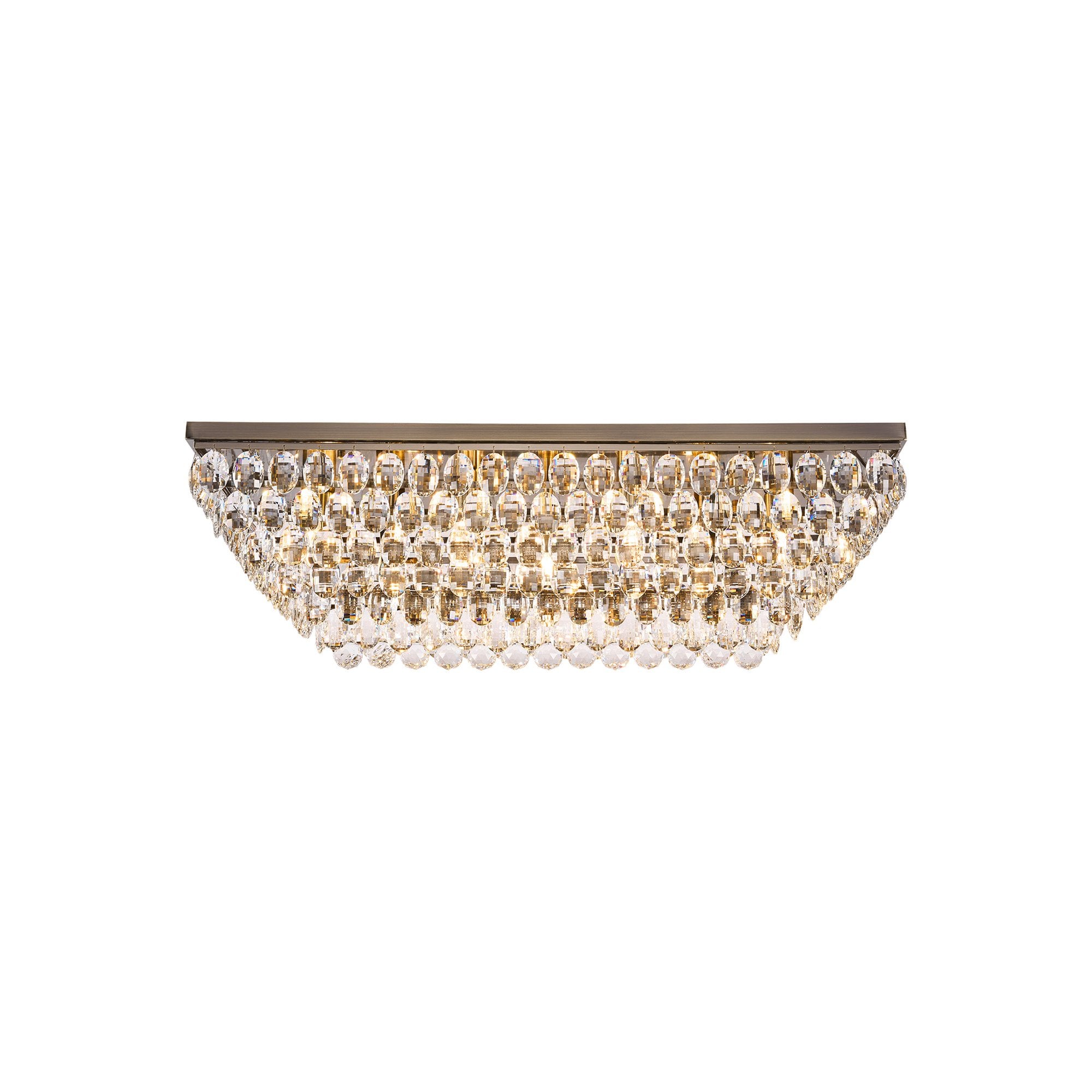IL32827AB Coniston Linear Flush Ceiling 11 Light E14 Antique Brass/Crystal