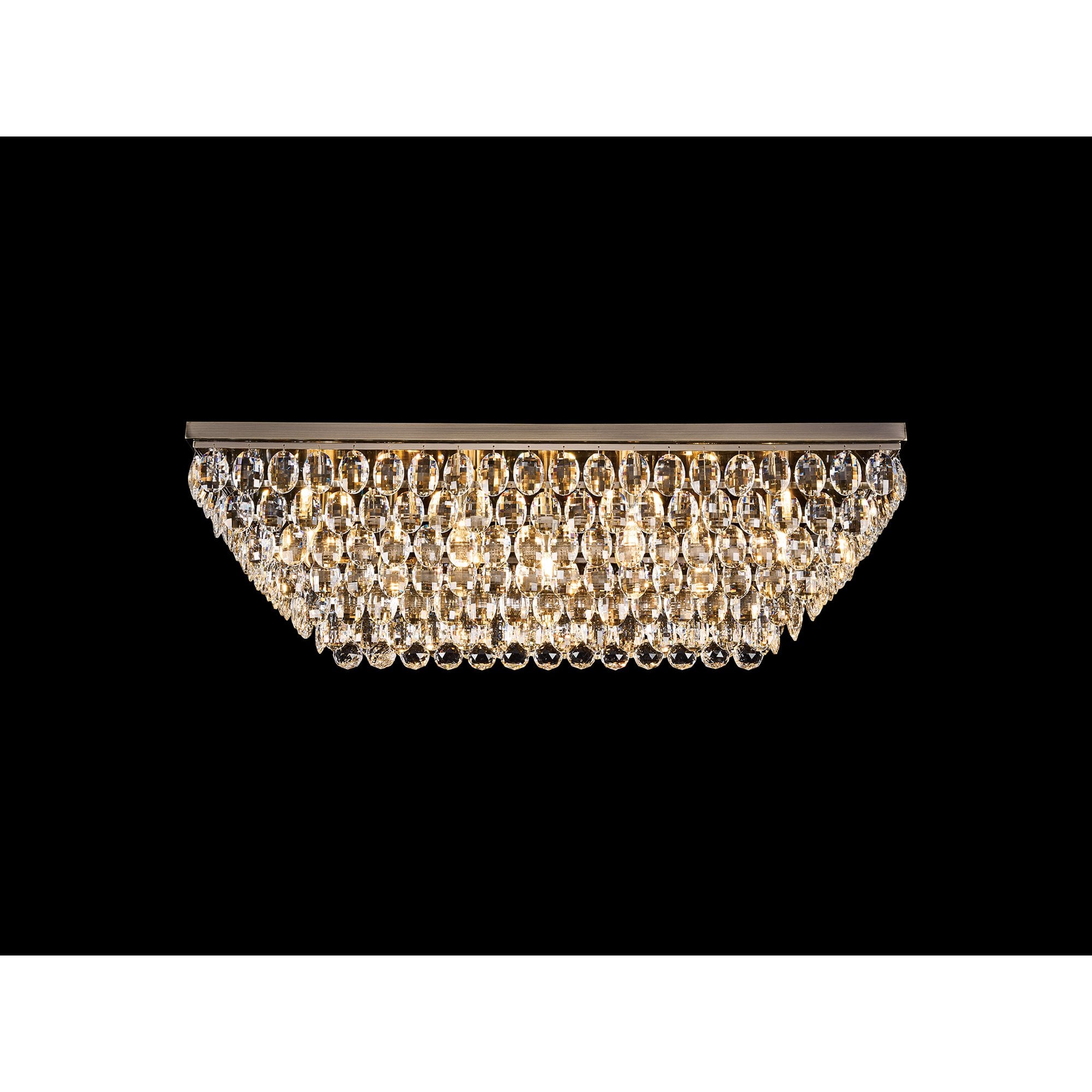 IL32827AB Coniston Linear Flush Ceiling 11 Light E14 Antique Brass/Crystal